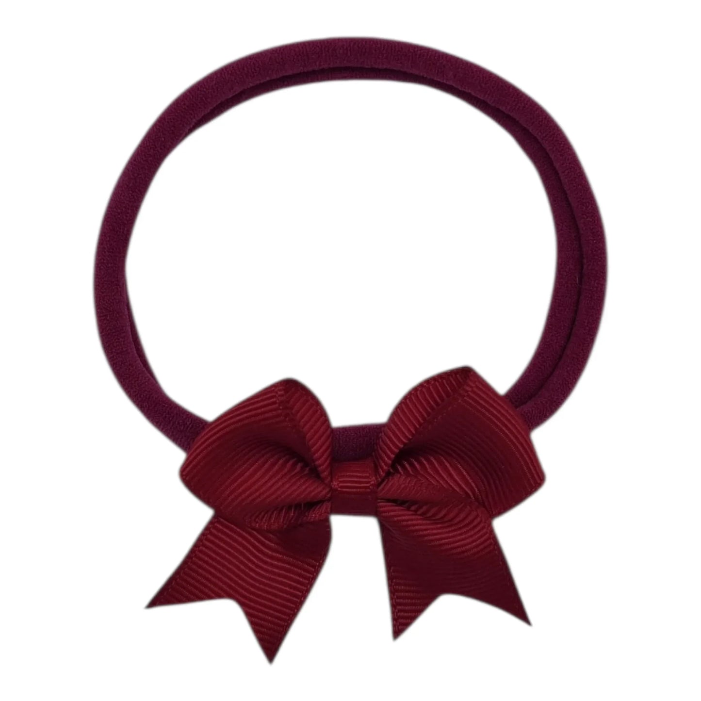 2 inch Burgundy Red Kiss Bow Headband For Baby Girls - Image 1