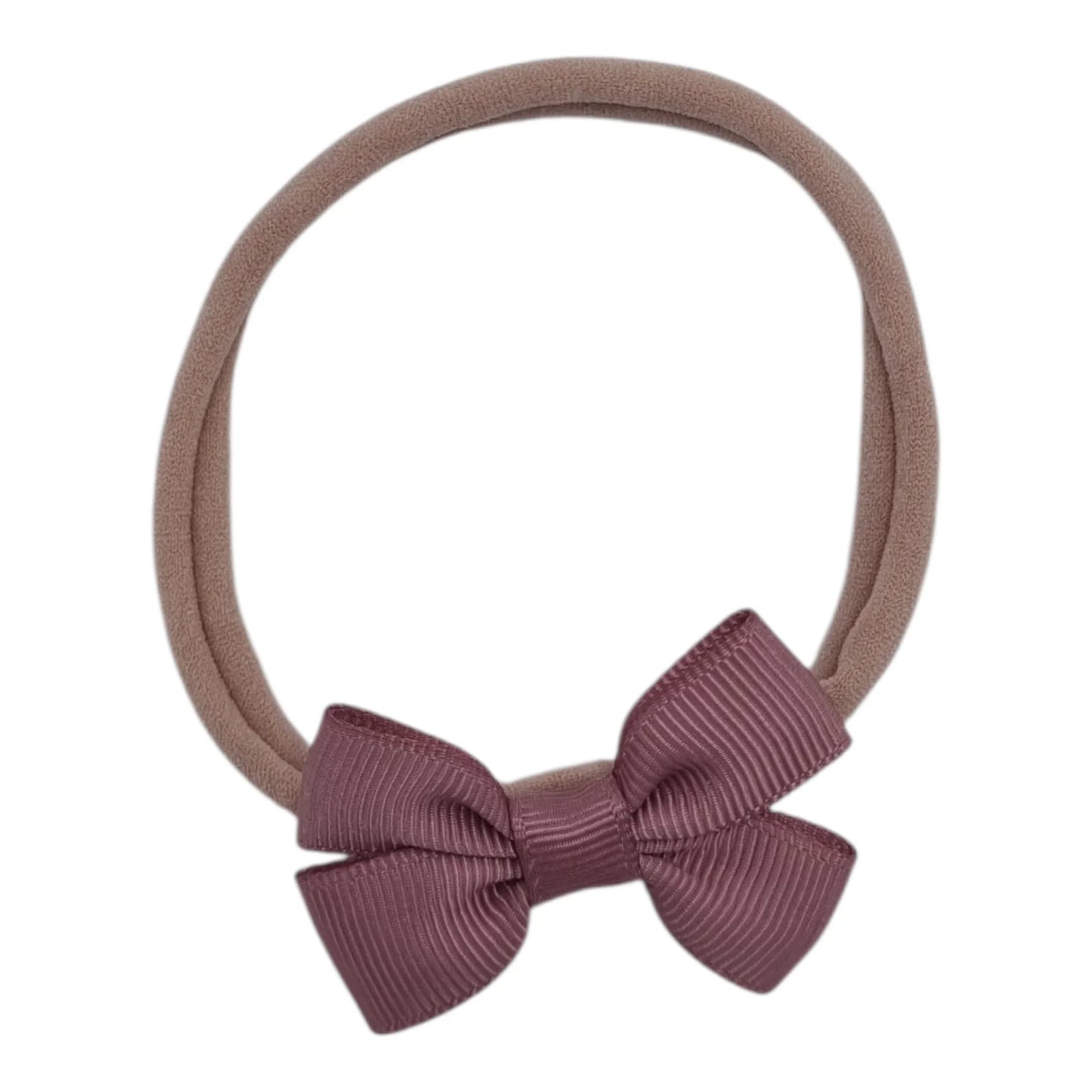 2 inch Darker Dusty Pink Double Bow Headband For Newborns - Image 1