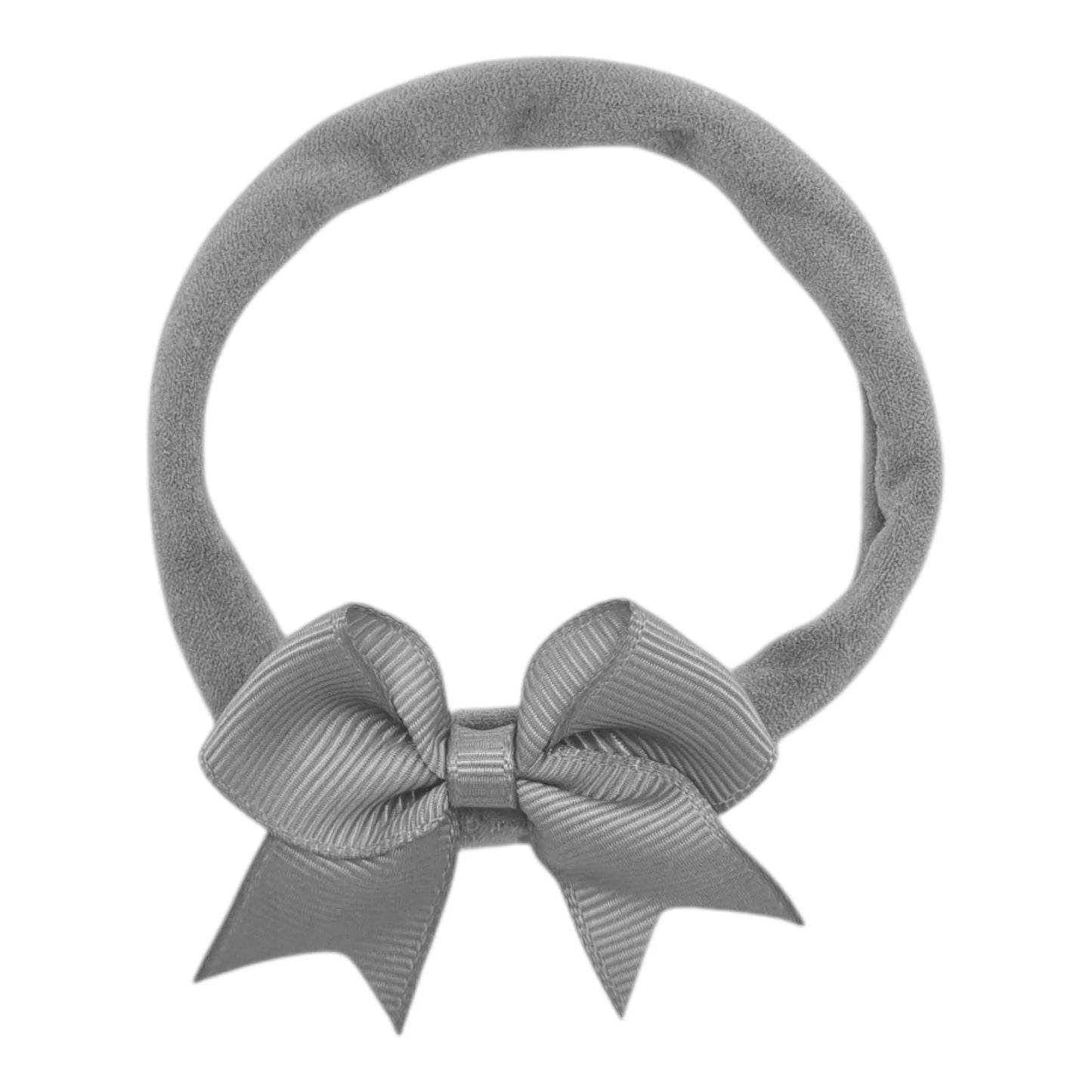 2 inch Grey Kiss Bow Headband For Newborn Babies to Age 3 - Image 1
