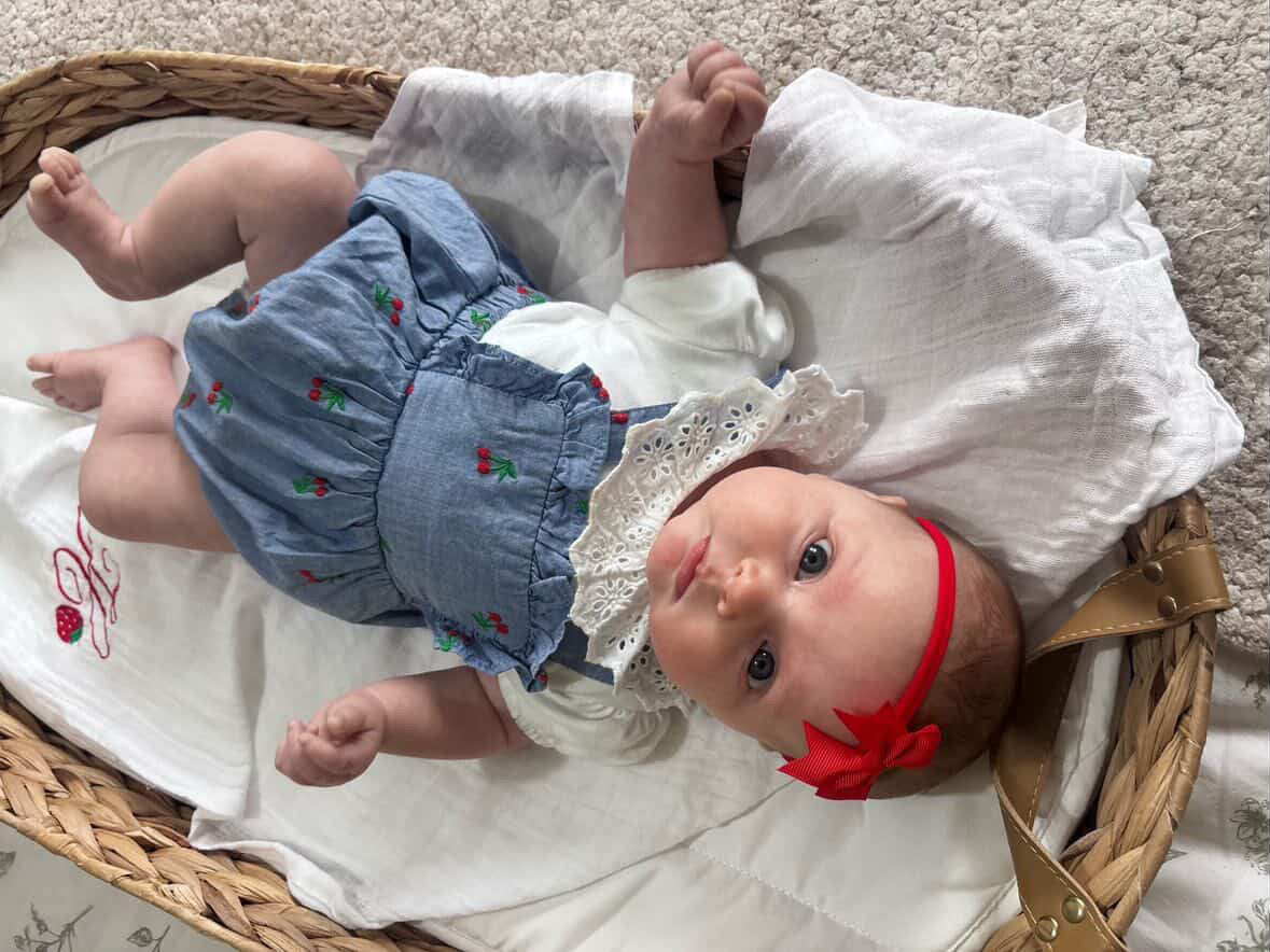 2 inch Red Kiss Dainty Bow On Headband For Babies to Age 3 - Image 4