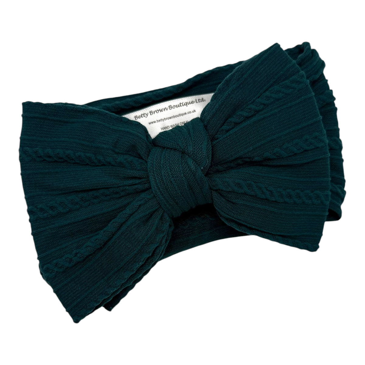 Forest Green Larger Bow Cable Knit Headband