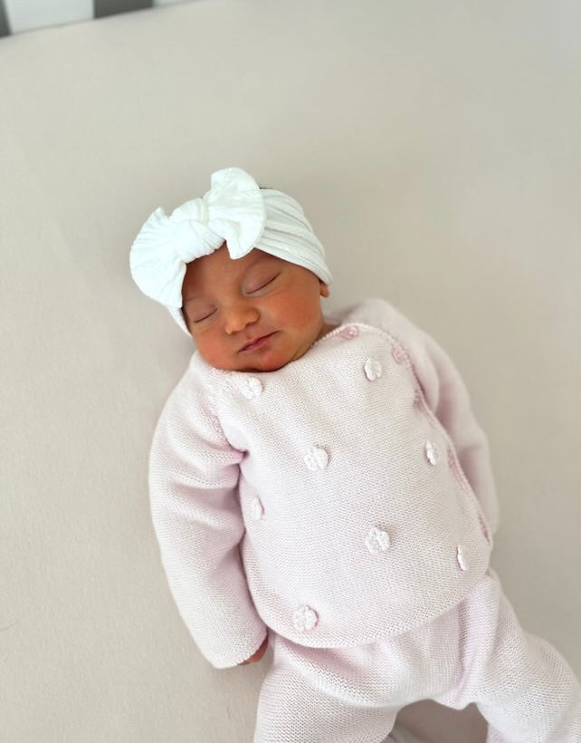 White Cable Knit Smaller Bow Headband