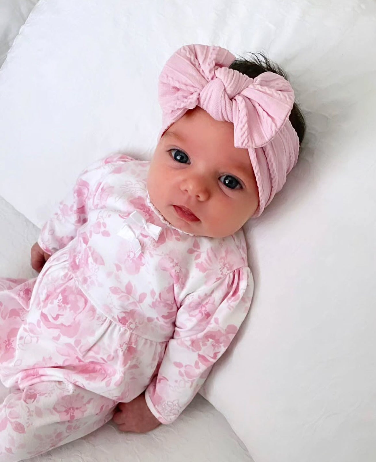 Blush Pink Smaller Bow Cable Knit Headband
