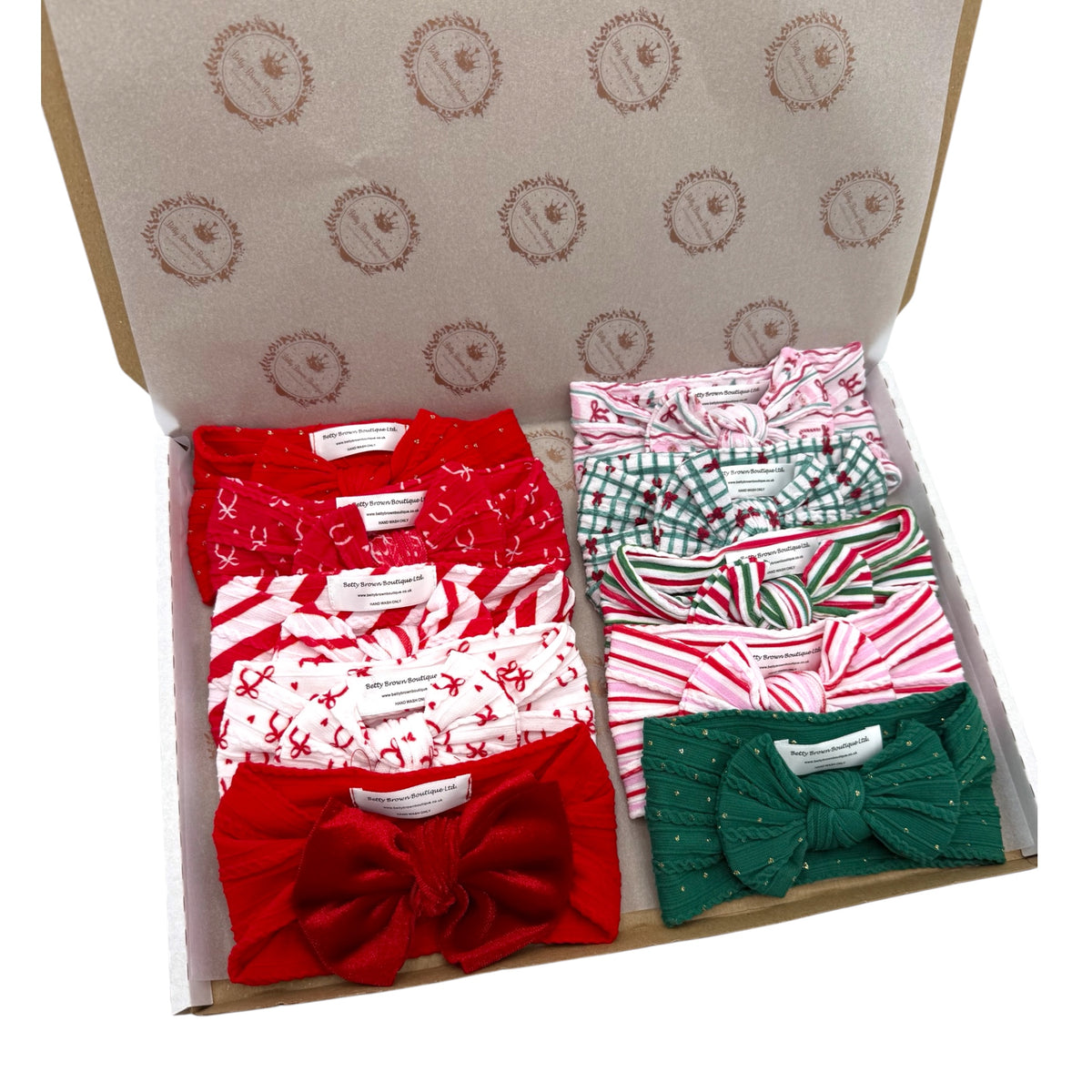 Christmas Bumper Bundle Of 10 Smaller Bow Cable Knit Headbands Suitable From Newborn
