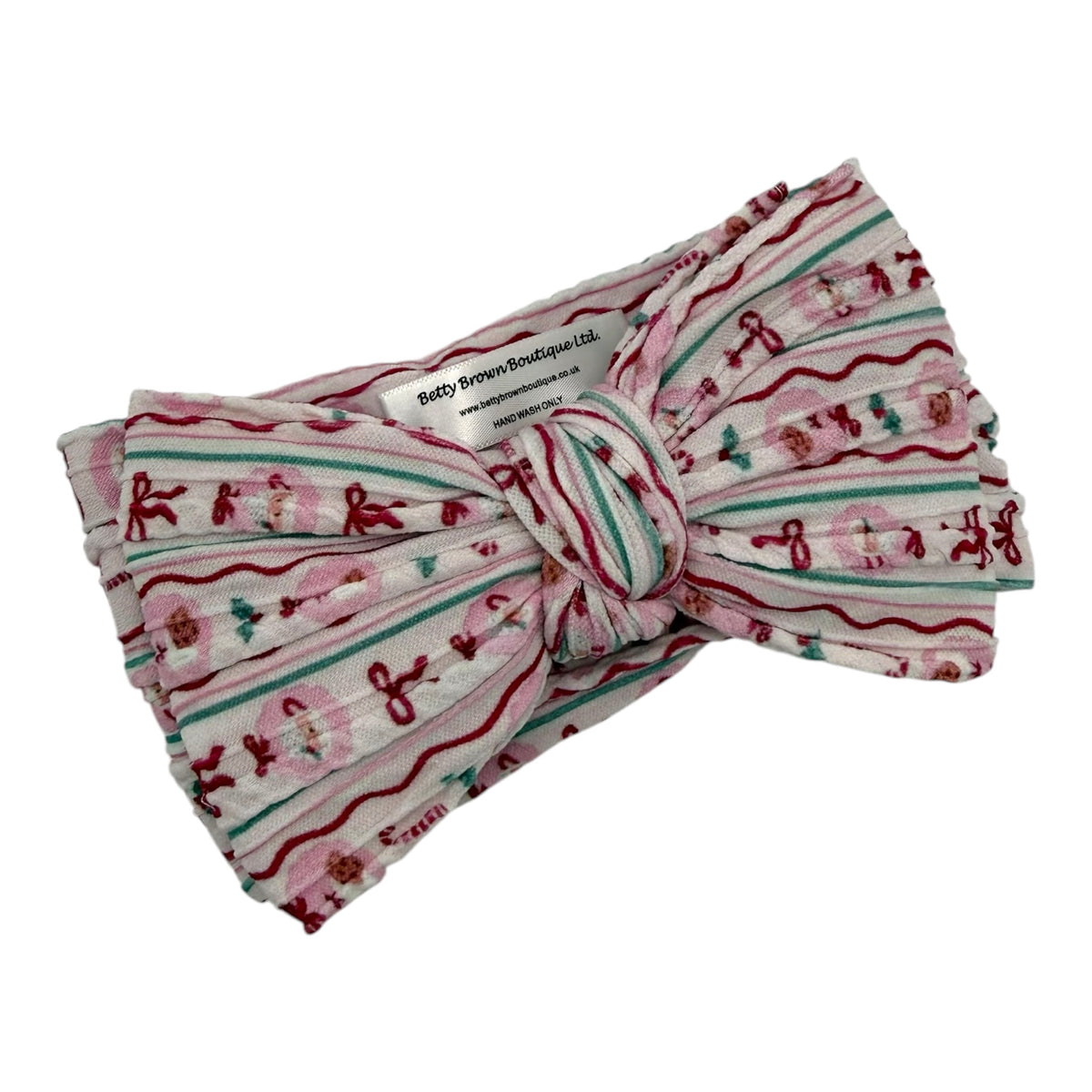 Christmas Pattern Larger Bow Cable Knit Headband - Christmas Collection