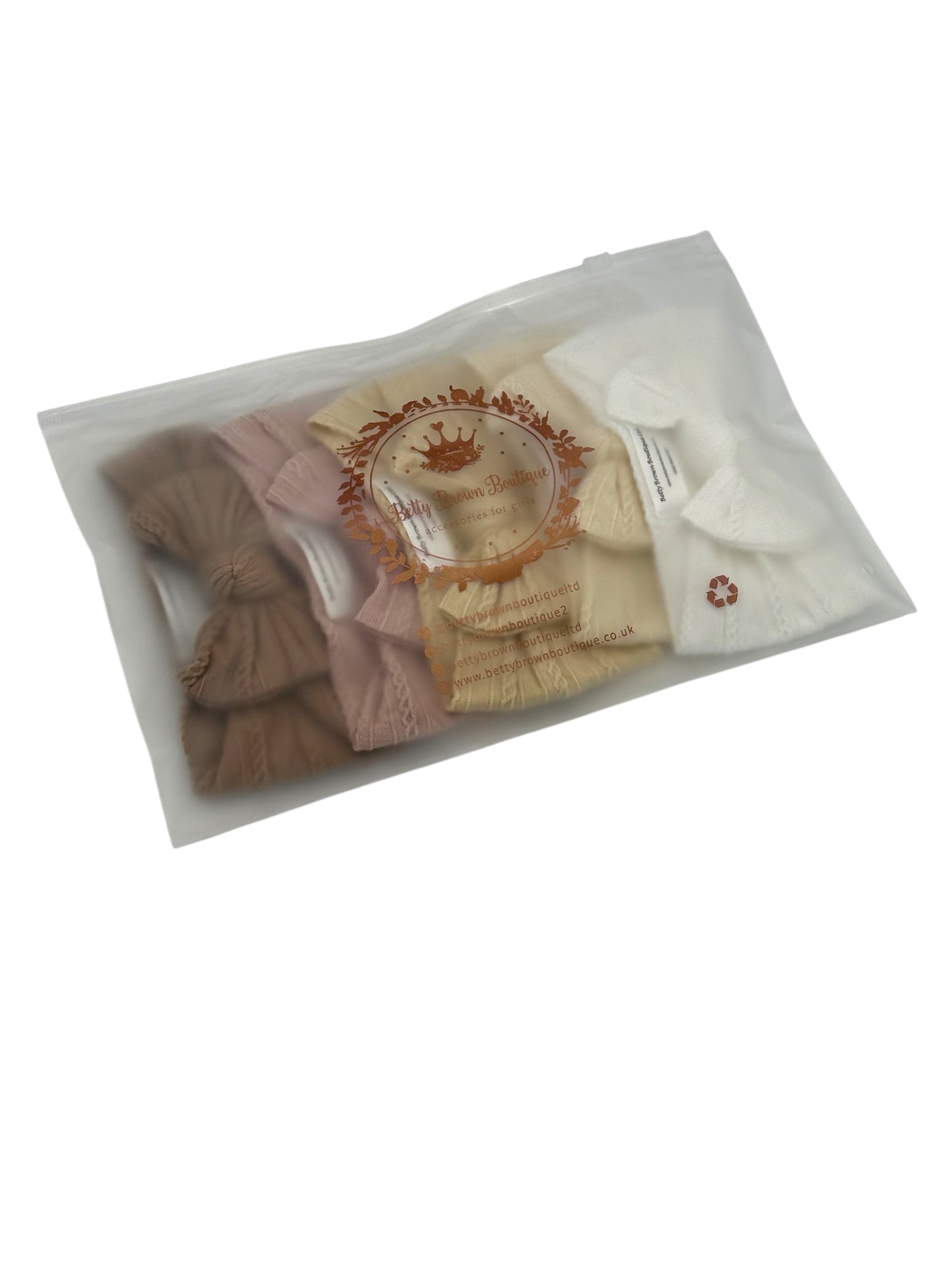 Neutral Newborn Bundle of Smaller Bow Cable Knit Headbands (Suitable from Newborn)