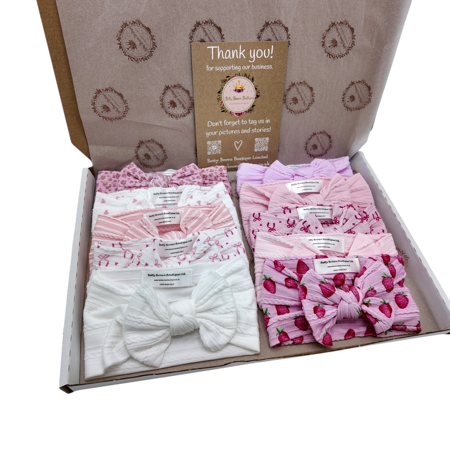 Anything Pink Bundle of 10 Smaller Bow Cable Knit Headbands - Suitable From Newborn