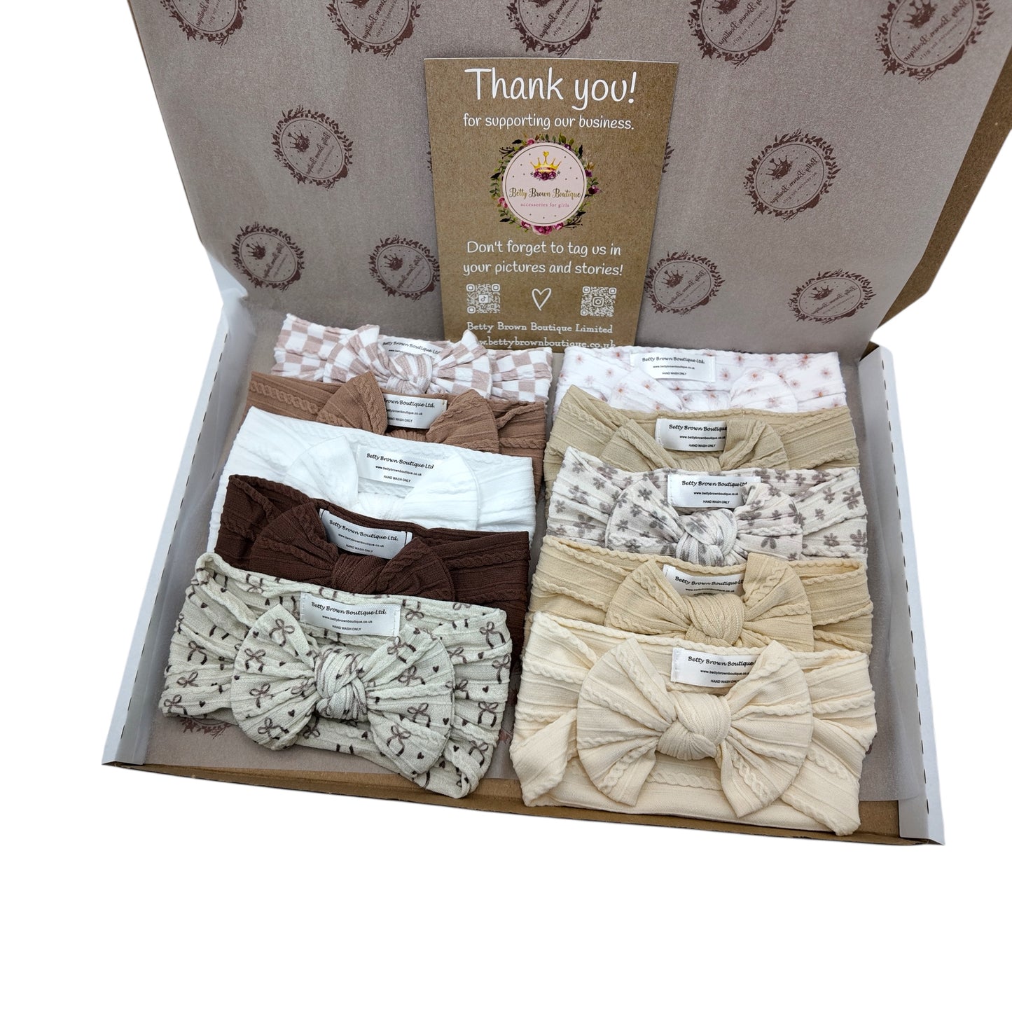 Neutral Lovers Bundle Of 10 Smaller Bow Cable Knit Headbands - Suitable From Newborn