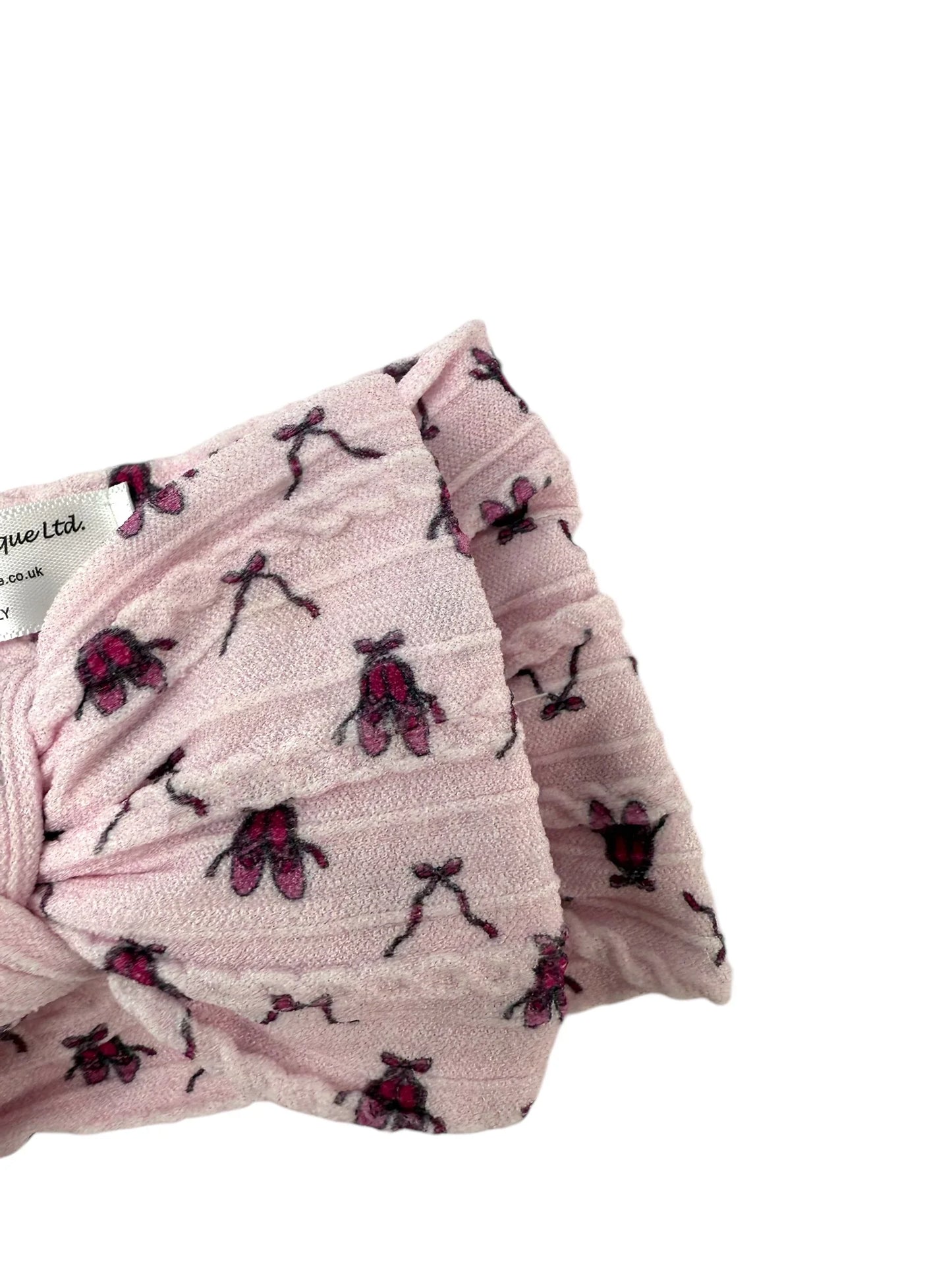 Pink Ballet Shoes Pattern Larger Bow Cable Knit Headband