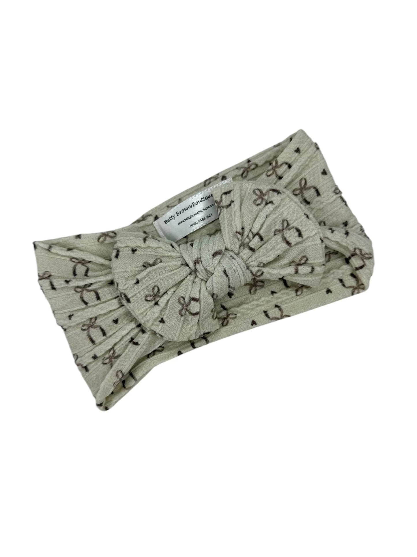 Neutral Bow Pattern Smaller Bow Cable Knit Headband