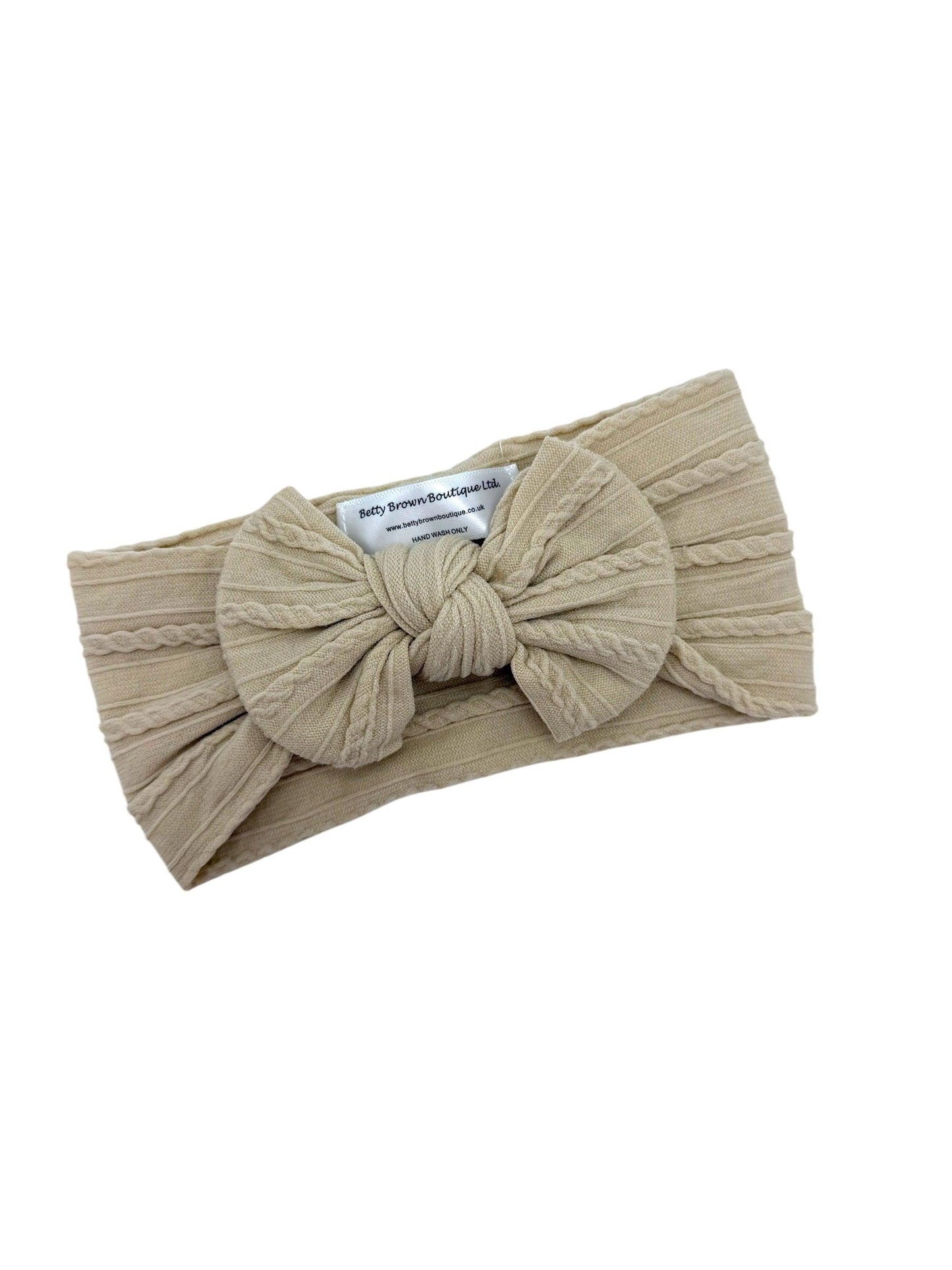 Sand Smaller Bow Cable Knit Headband