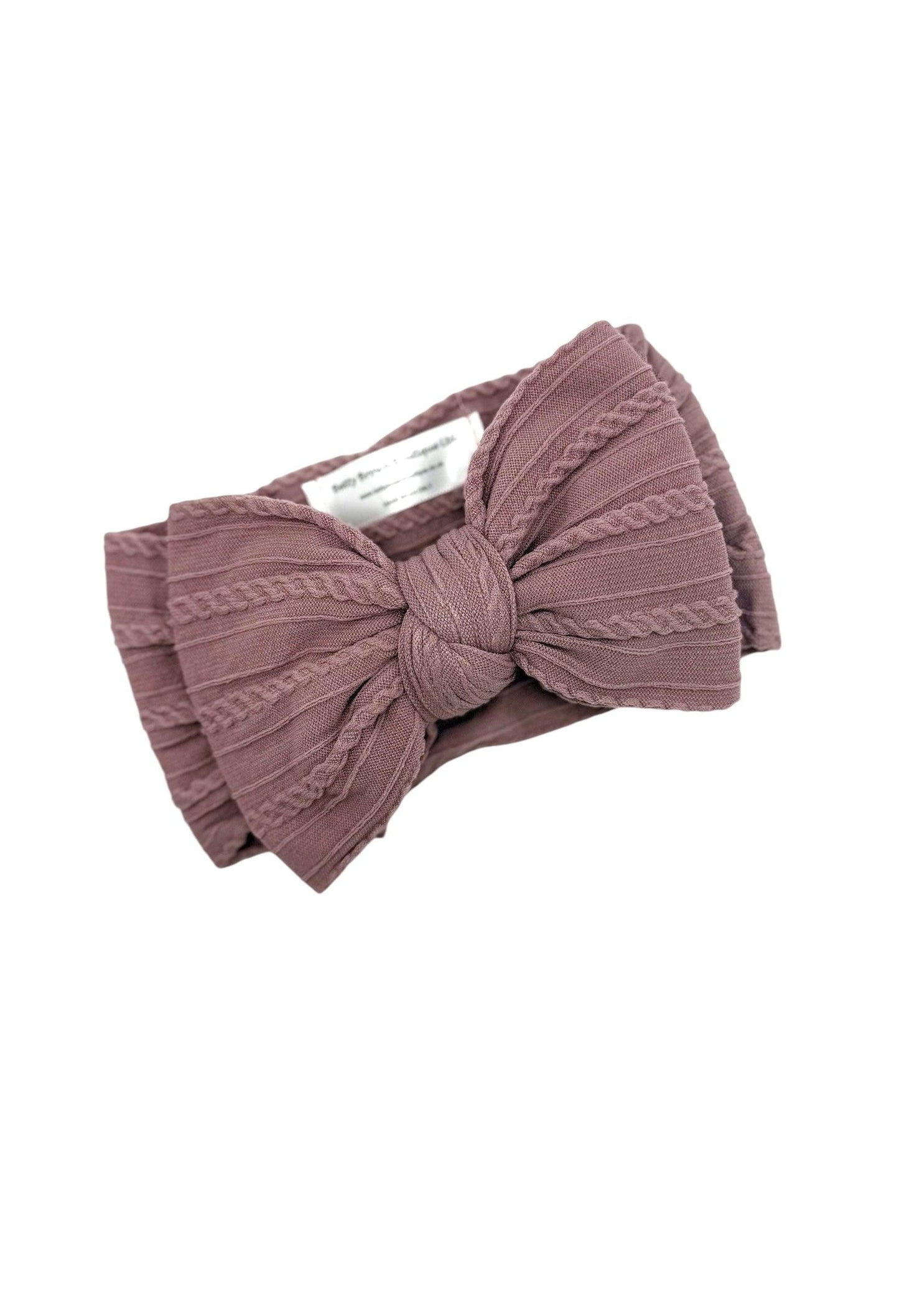 Mauve Larger Bow Cable Knit Headband