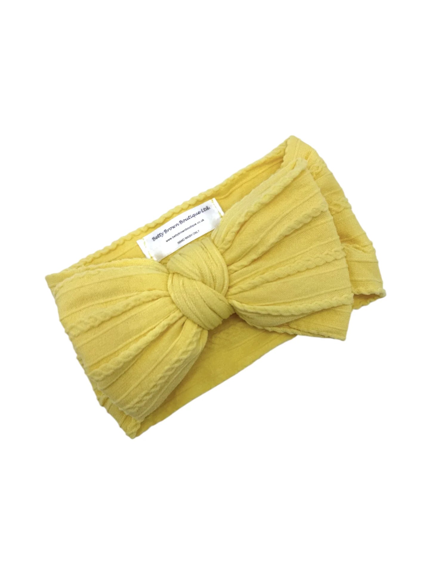 Daffodil Yellow Larger Bow Cable Knit Headband