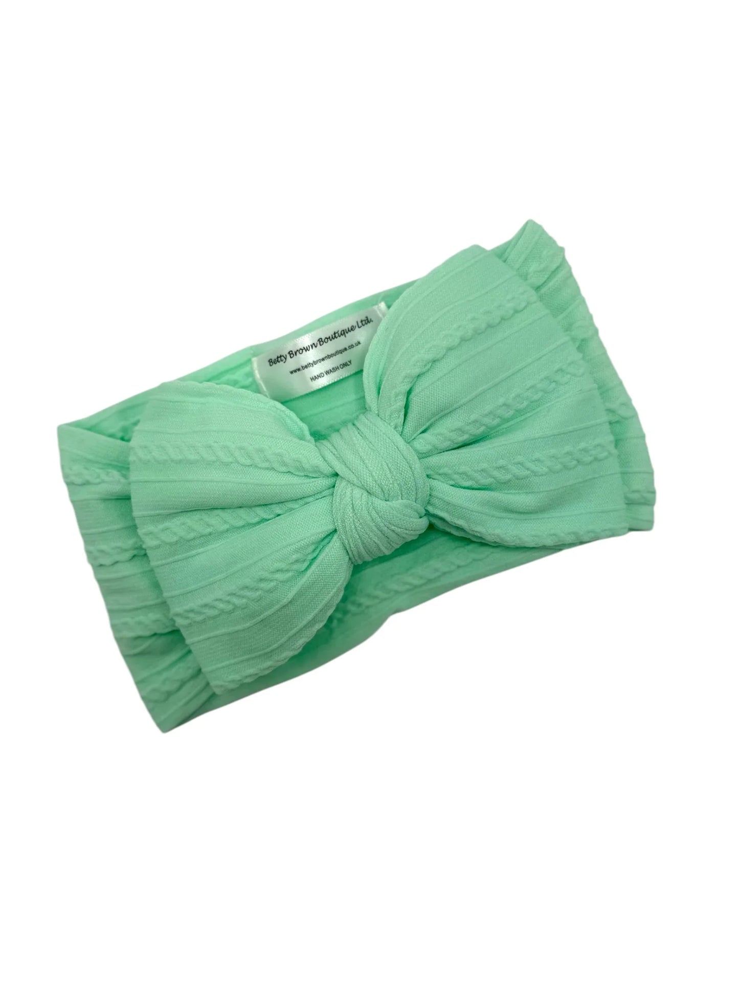 Mint Green Larger Bow Cable Knit Headband