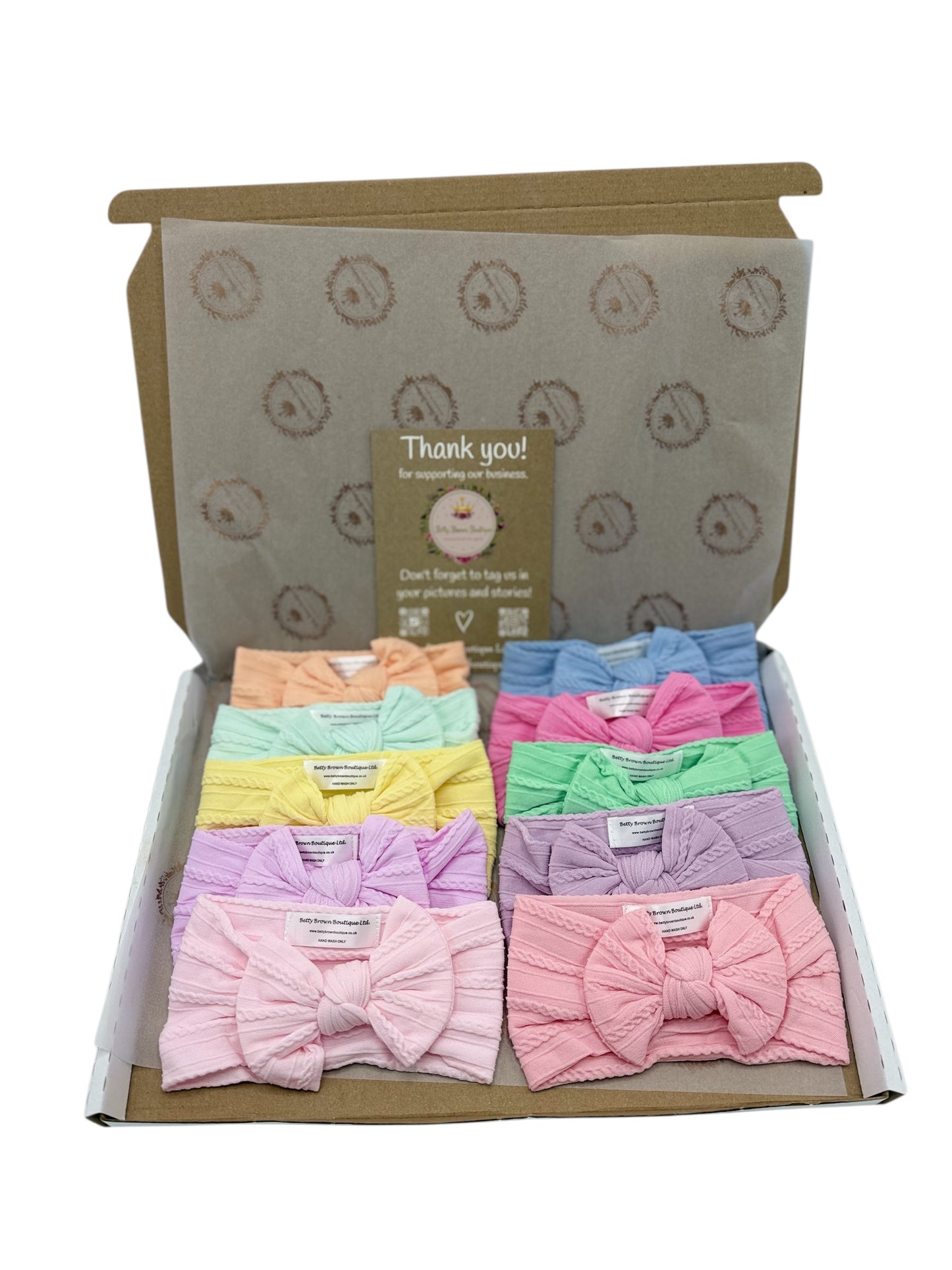 Step Into Spring Bundle Of 10 Smaller Bow Cable Knit Headbands - Suitable From Newborn