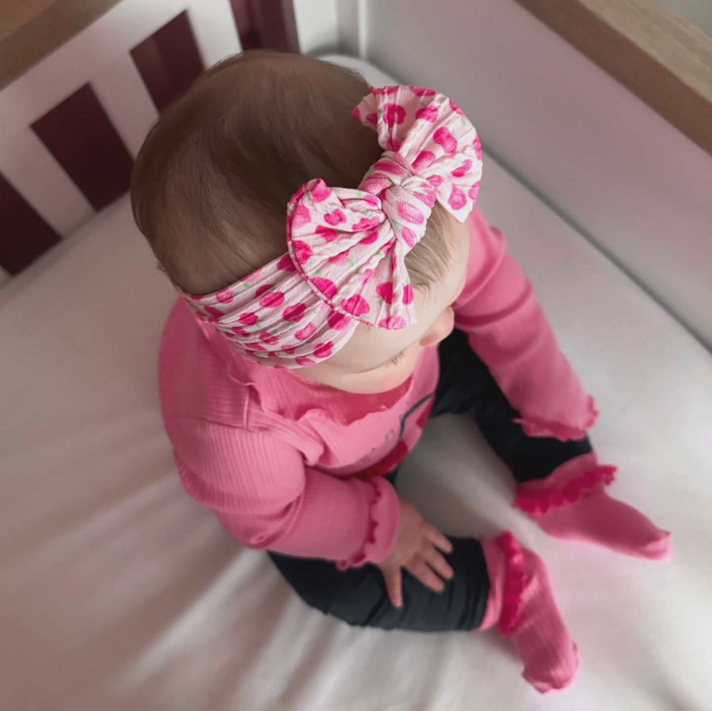 Apple Print Smaller Bow Cable Knit Headwrap - Betty Brown Boutique Ltd