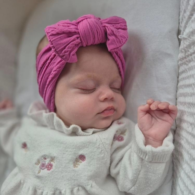 Cerise Pink Smaller Bow Cable Knit Headwrap - Betty Brown Boutique Ltd