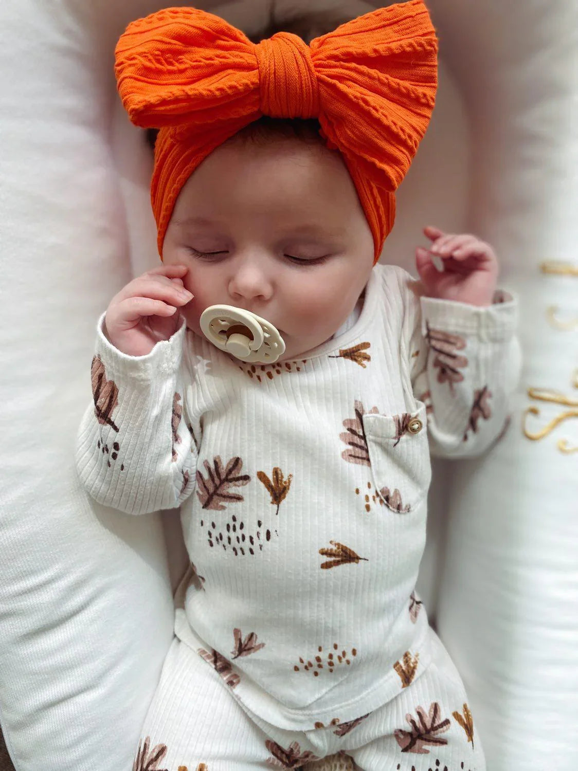 Pumpkin Orange Larger Bow Cable Knit Headwrap - Halloween - Betty Brown Boutique Ltd