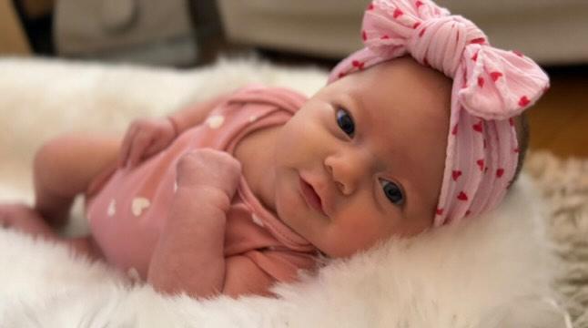 Pink and Red Heart Smaller Bow Cable Knit Headband - Valentines Collection