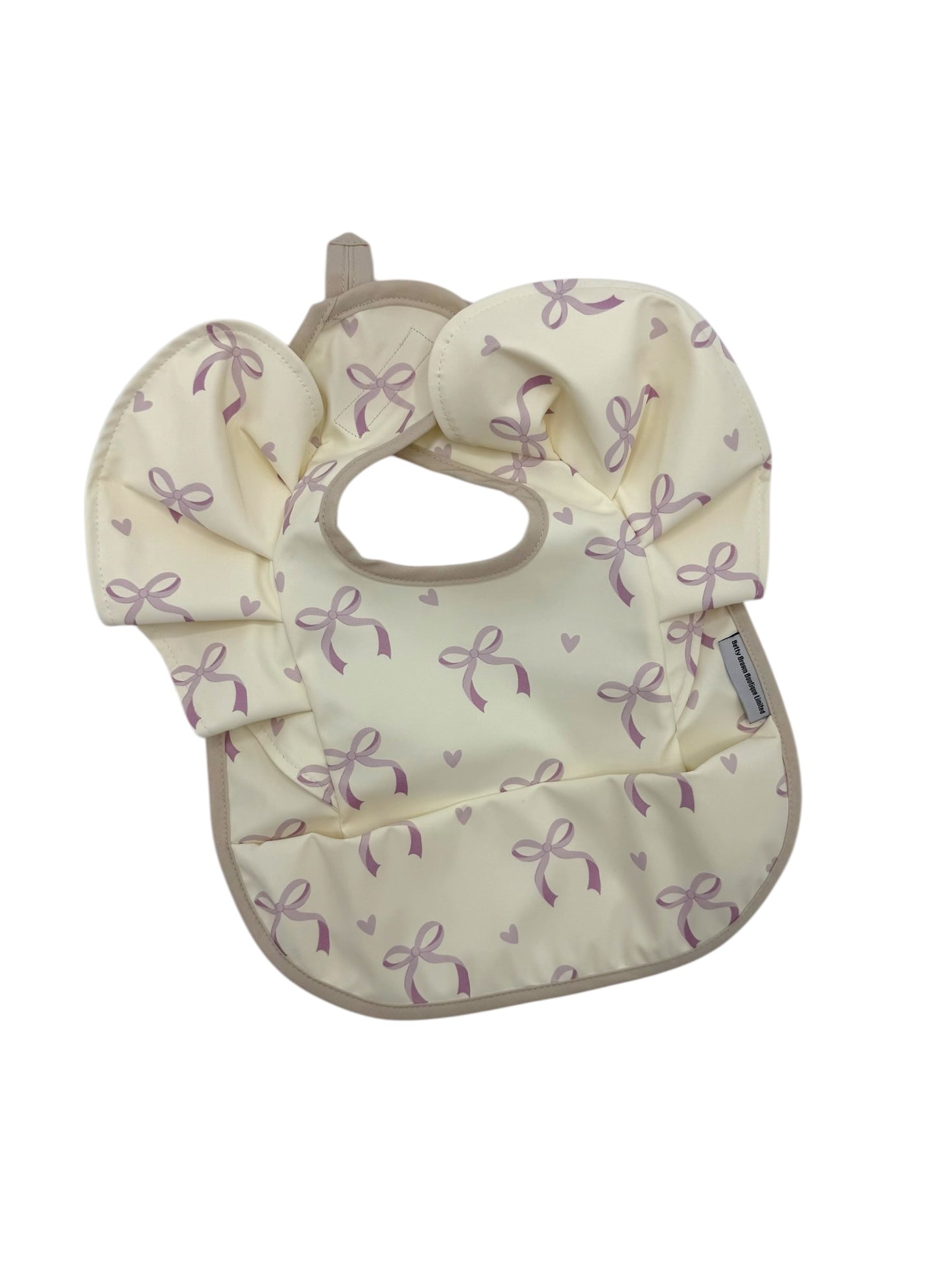 Lilac Bow Print Frill Detailed Waterproof Bib