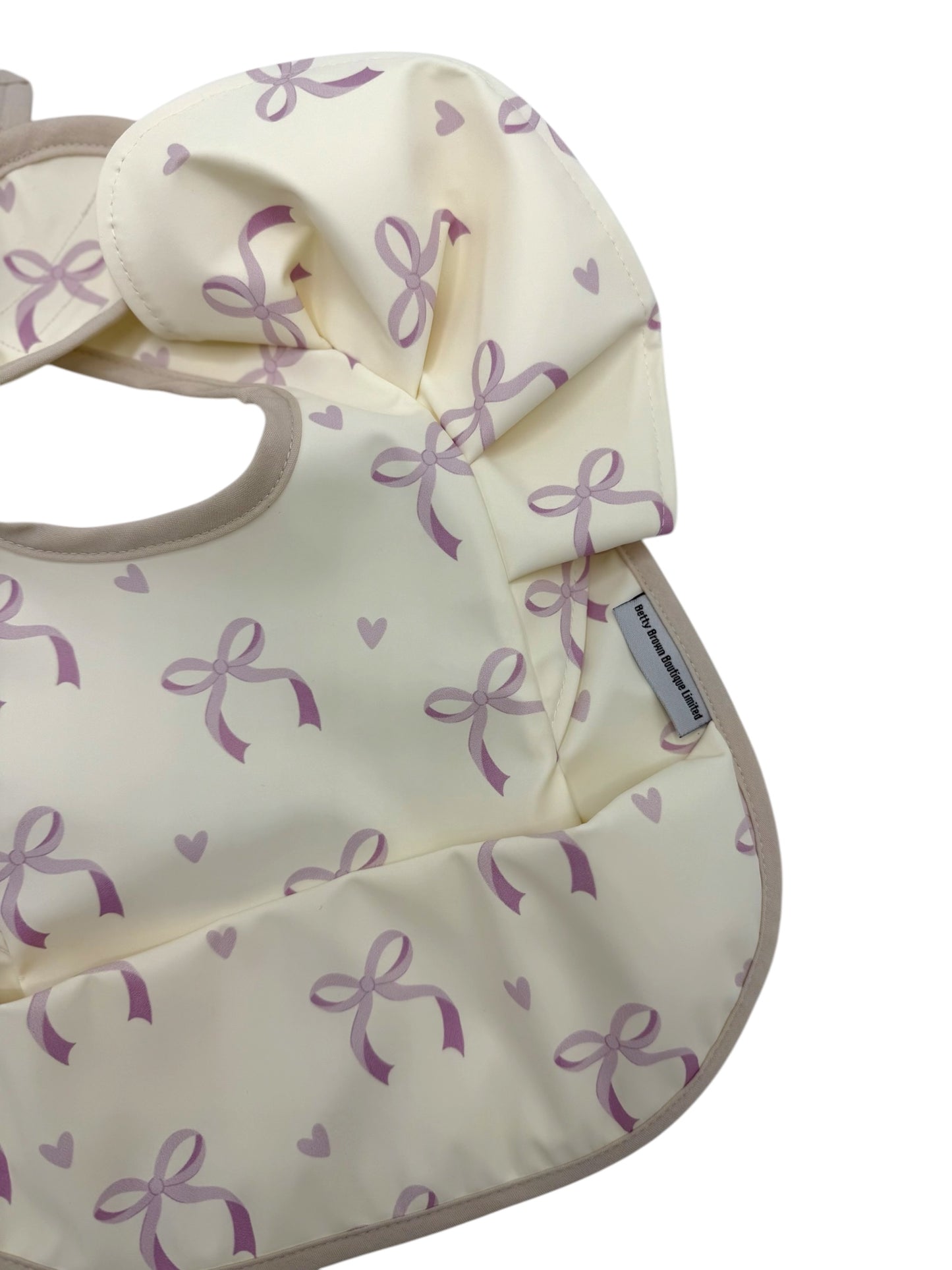 Lilac Bow Print Frill Detailed Waterproof Bib