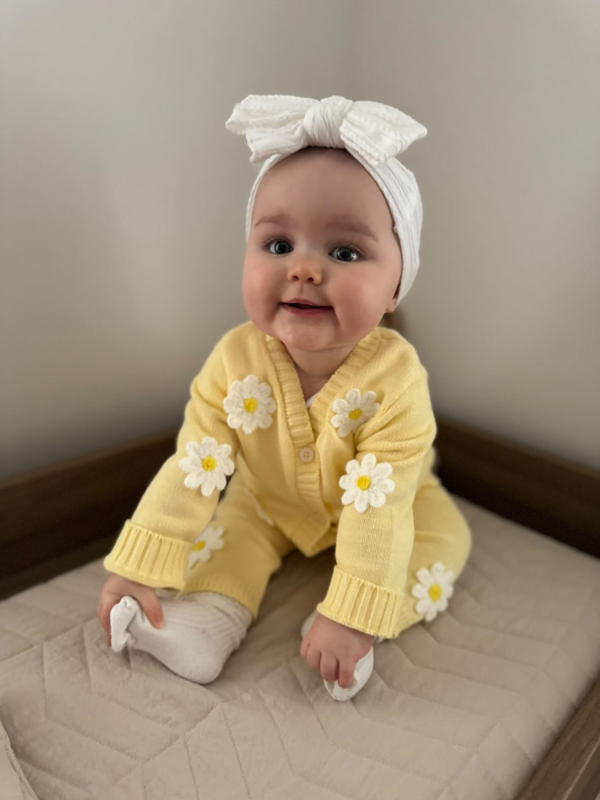 White Cable Knit Larger Bow Headband