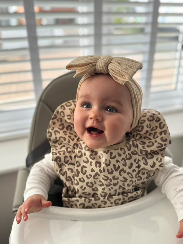 Leopard Print Frill Detailed Waterproof Bib