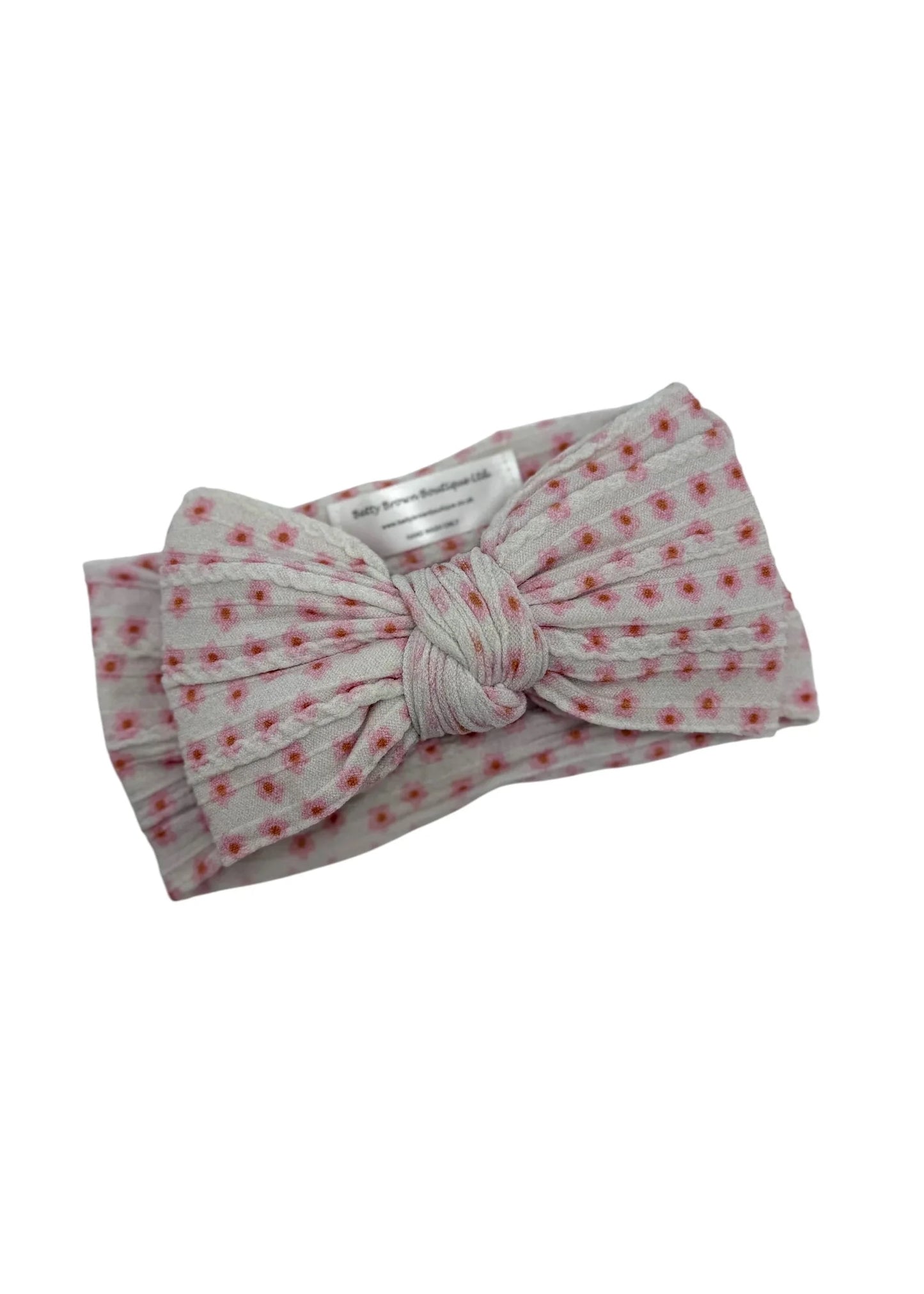Ditsy Flower Pattern Larger Bow Cable Knit Headband