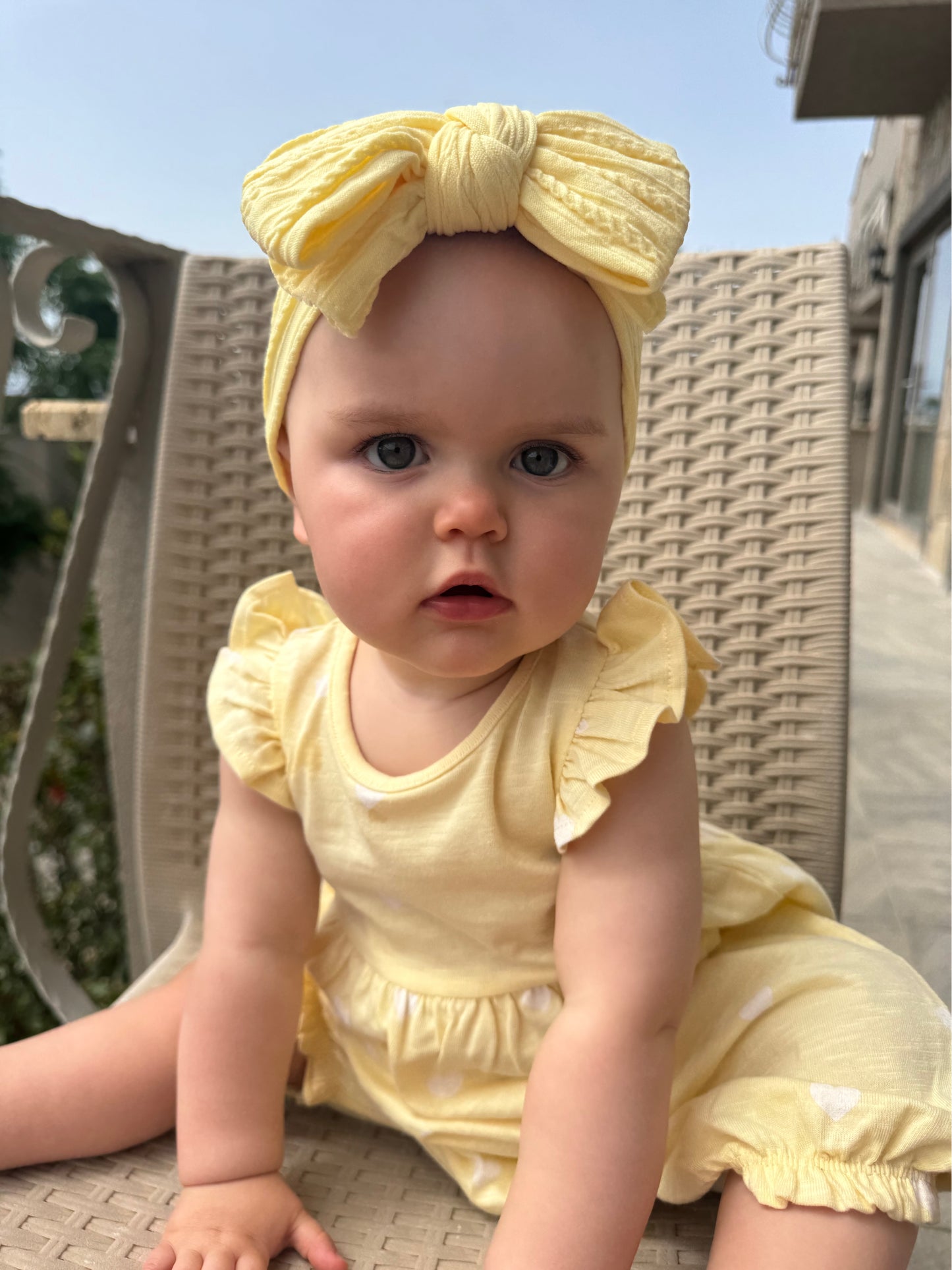 Lemon Larger Bow Cable Knit Headband