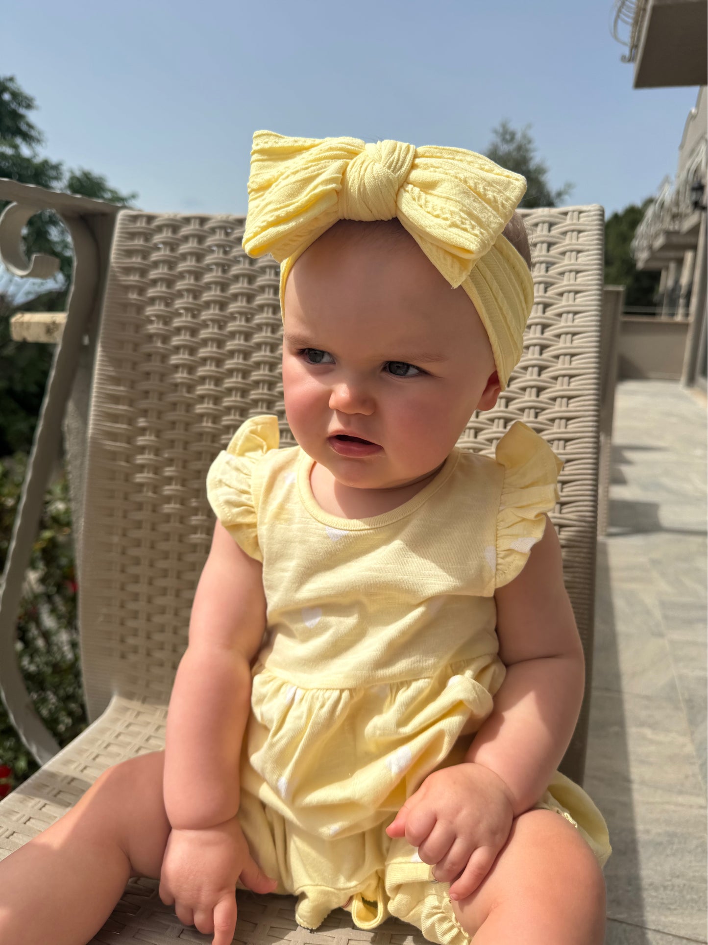 Lemon Larger Bow Cable Knit Headband