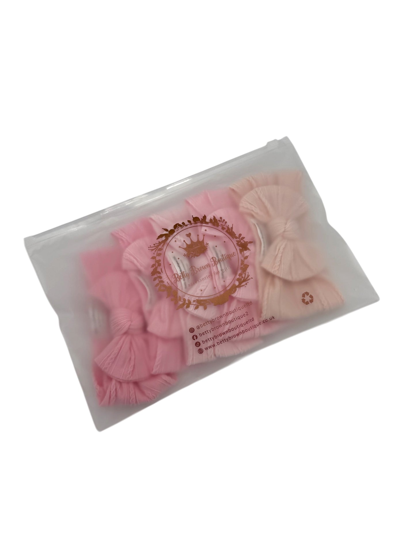 The Pink Newborn Bundle of Smaller Bow Cable Knit Headbands (Suitable from Newborn)
