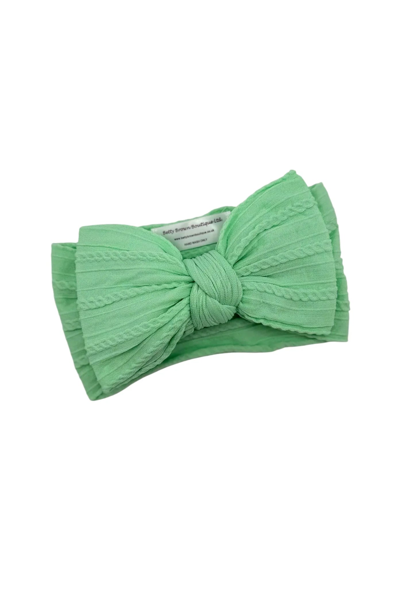 Apple Green Larger Bow Cable Knit Headband