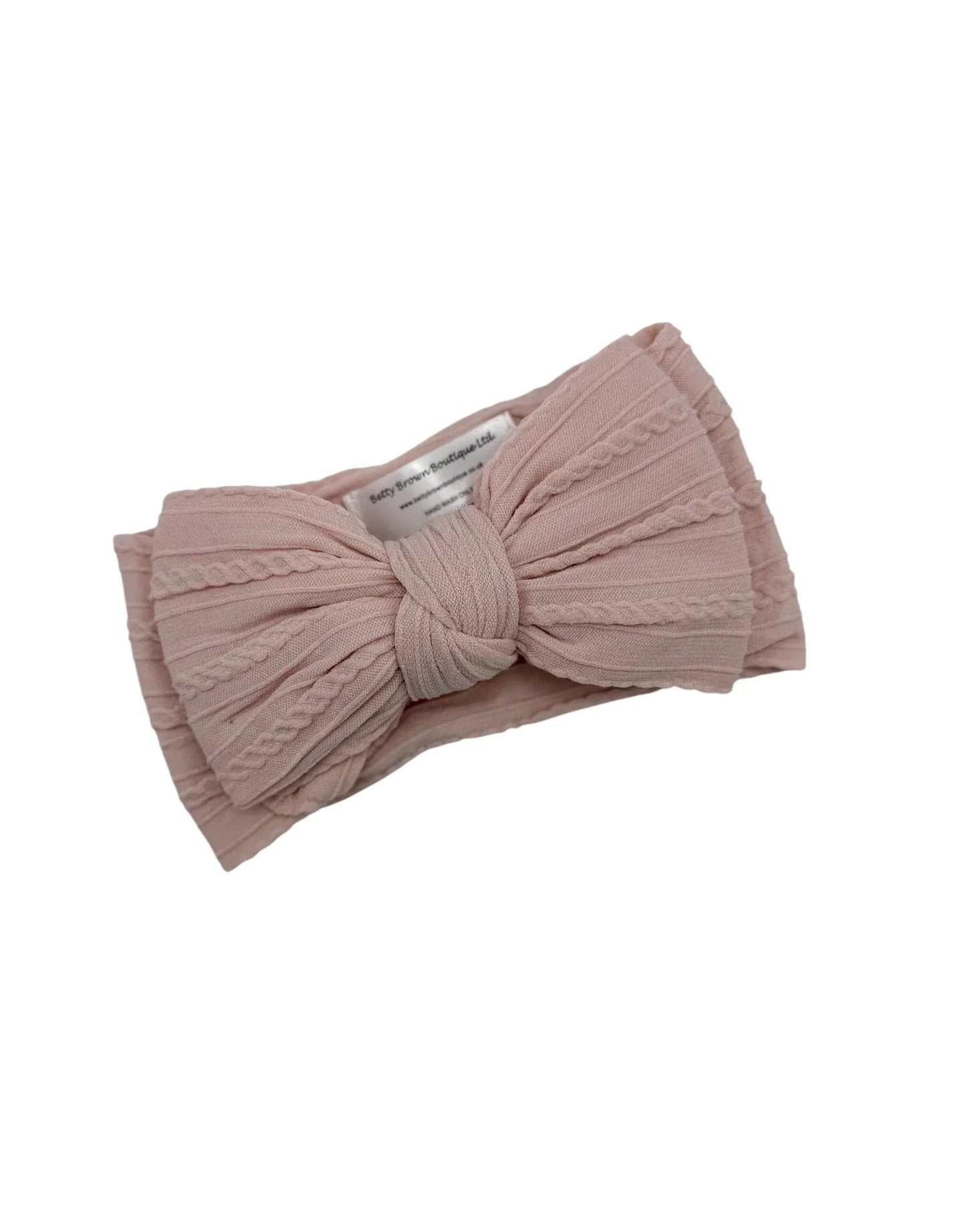 Rosewater Pink Larger Bow Cable Knit Headband