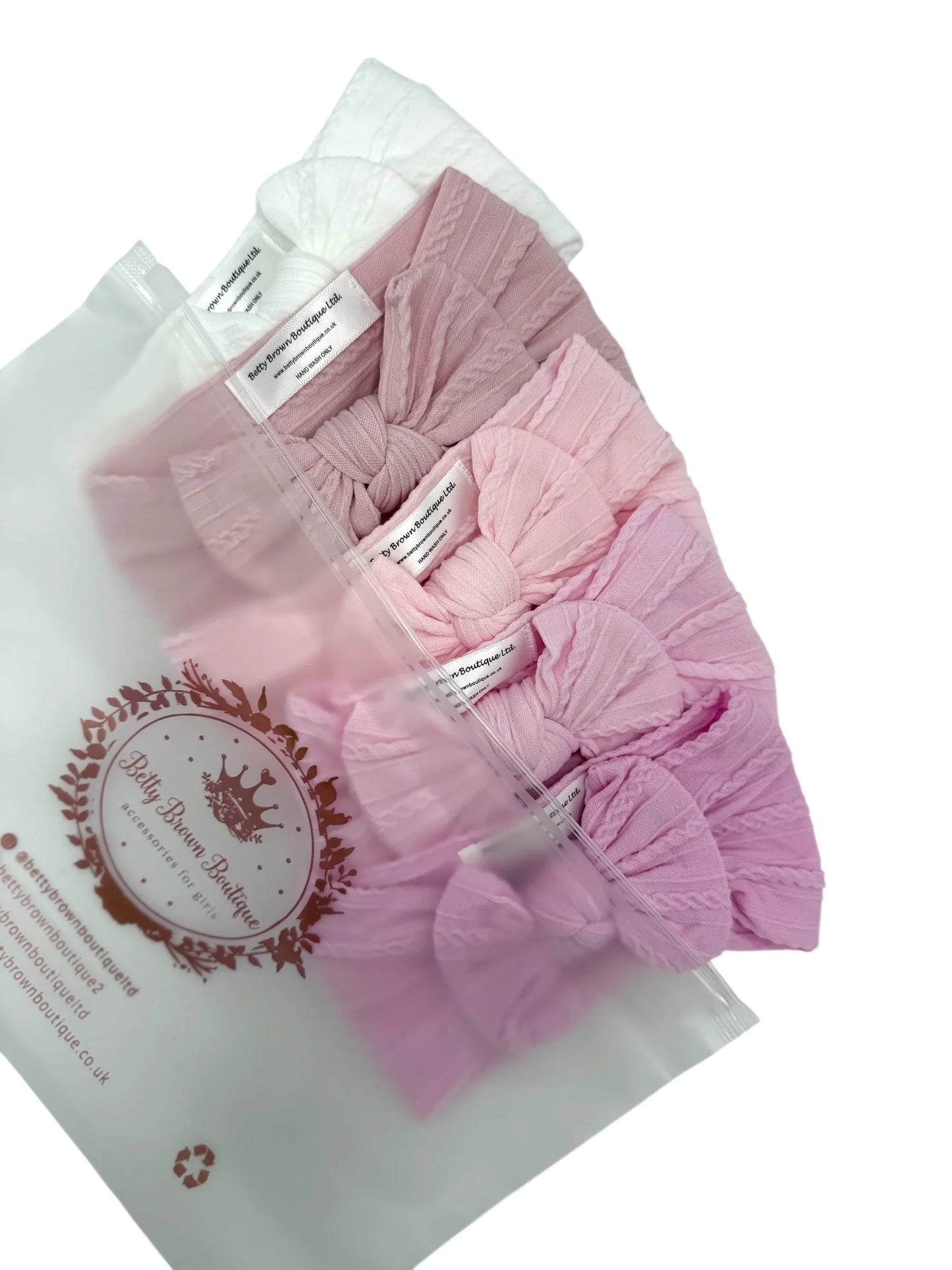 The Pink Newborn Bundle of Smaller Bow Cable Knit Headbands (Suitable from Newborn)