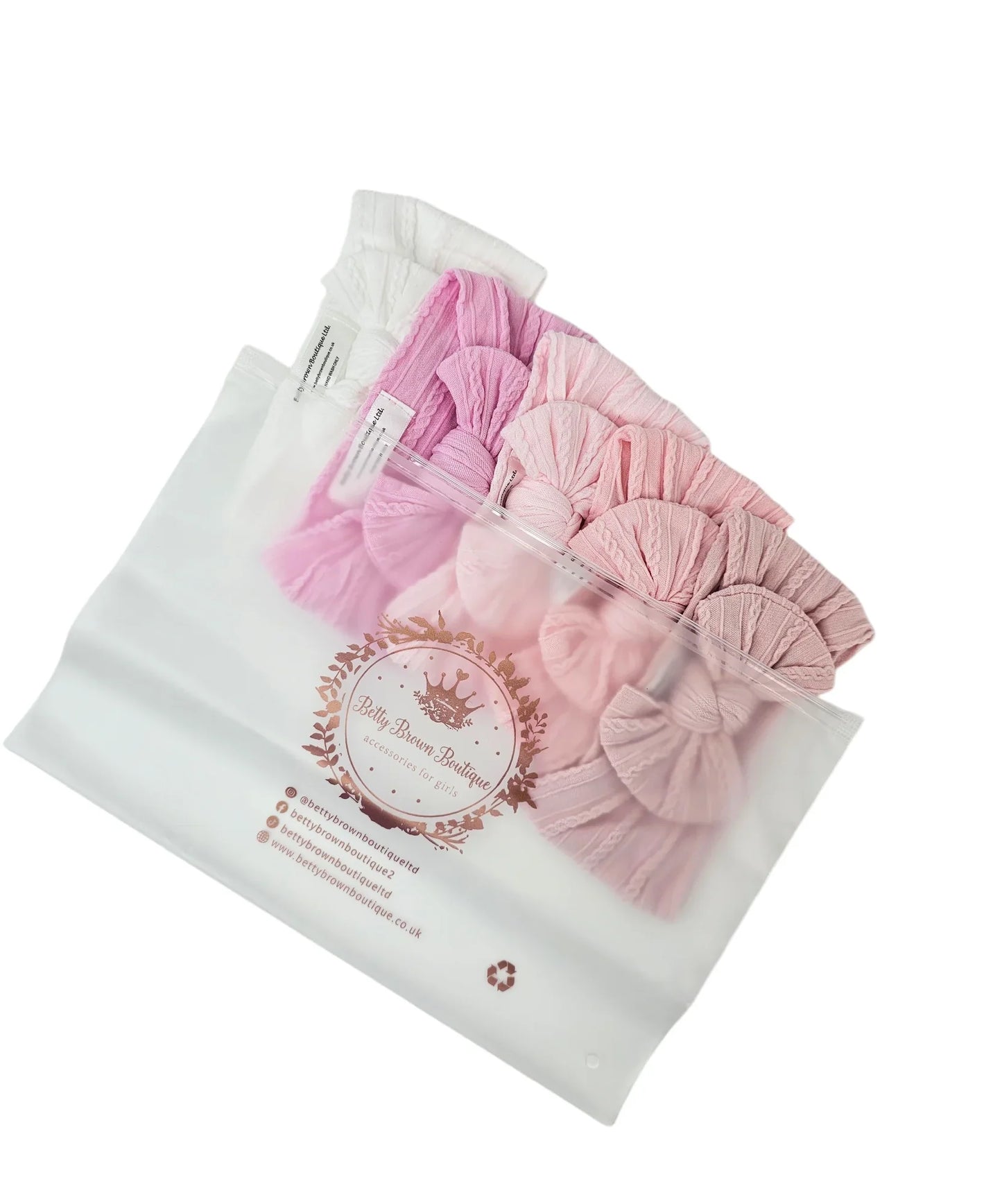 The Pink Newborn Bundle of Smaller Bow Cable Knit Headbands (Suitable from Newborn)