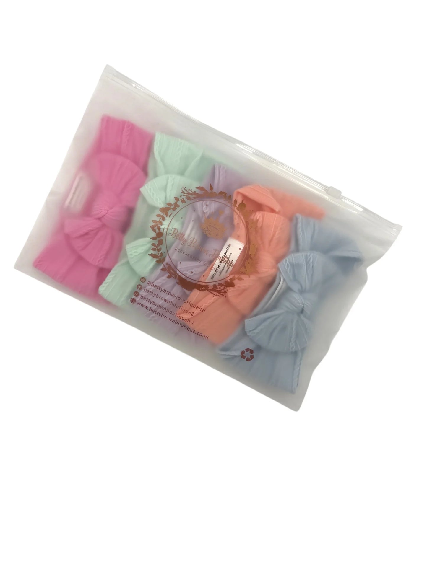 Pastel Bundle of Smaller Bow Cable Knit Headbands Suitable from Newborn