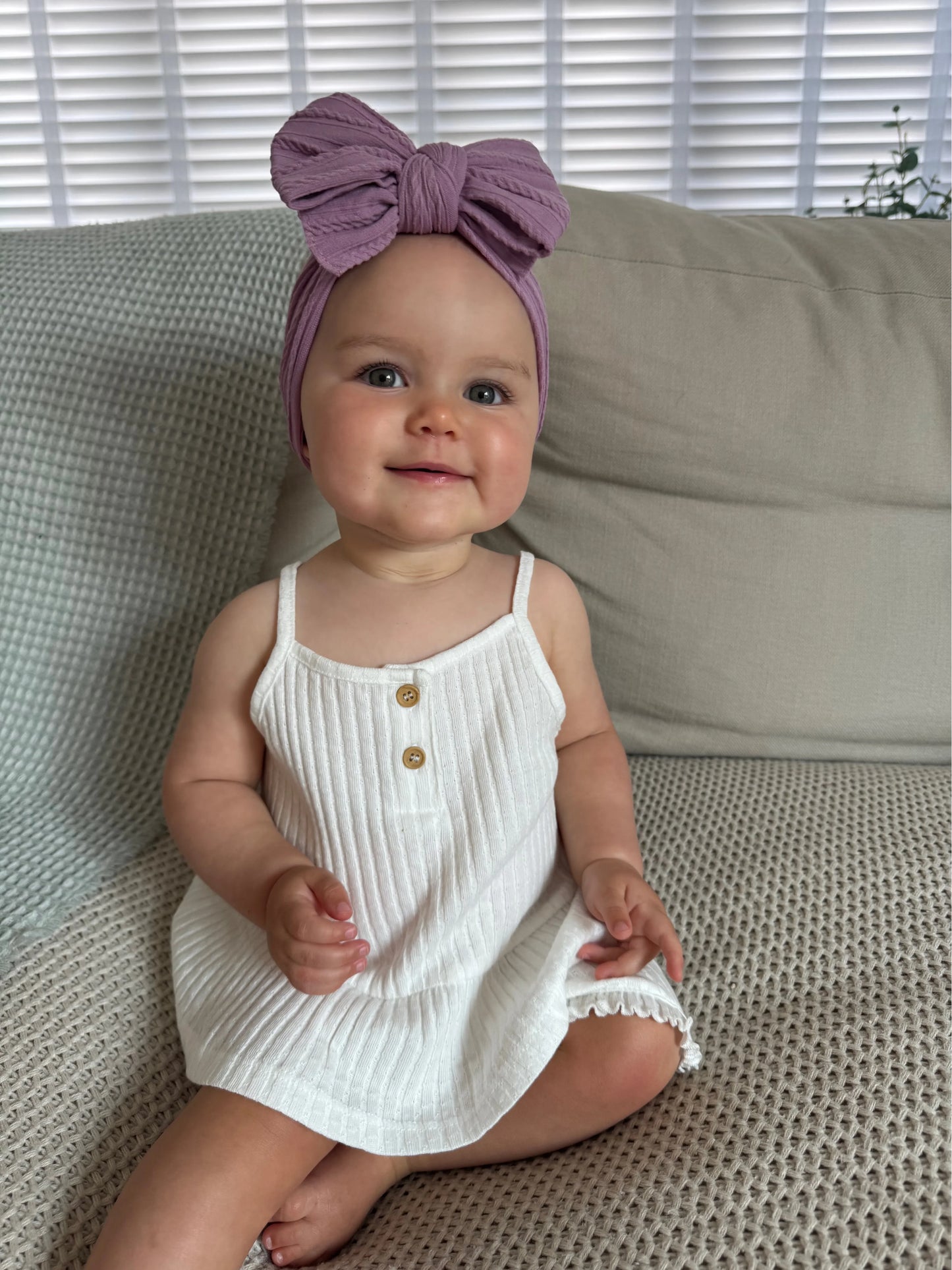 Lavender Larger Bow Cable Knit Headband