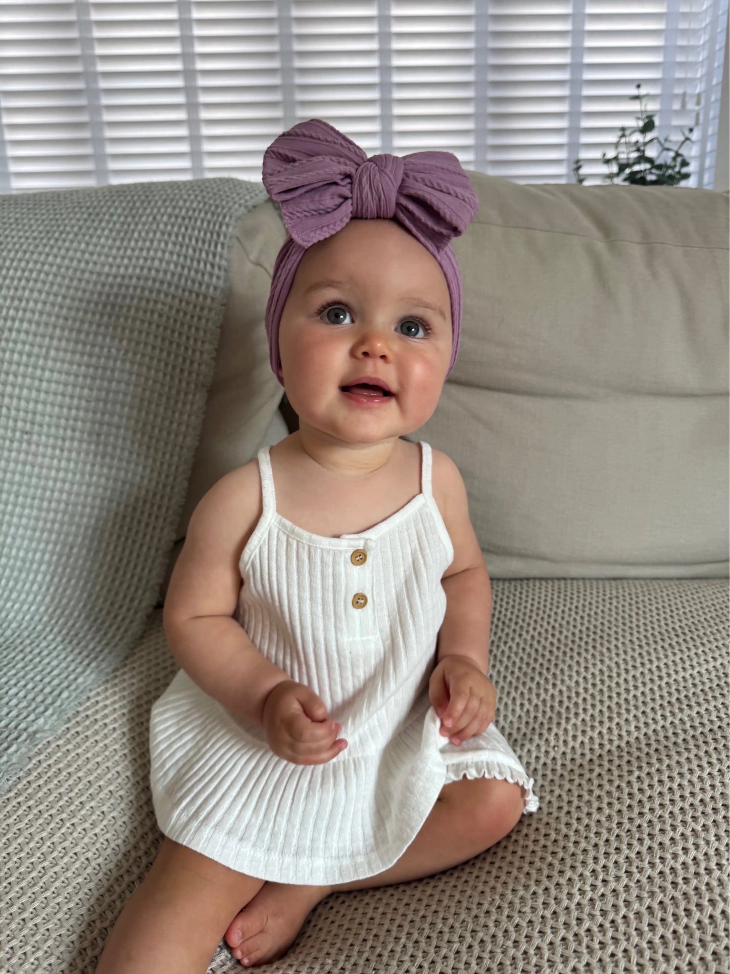 Lavender Larger Bow Cable Knit Headband