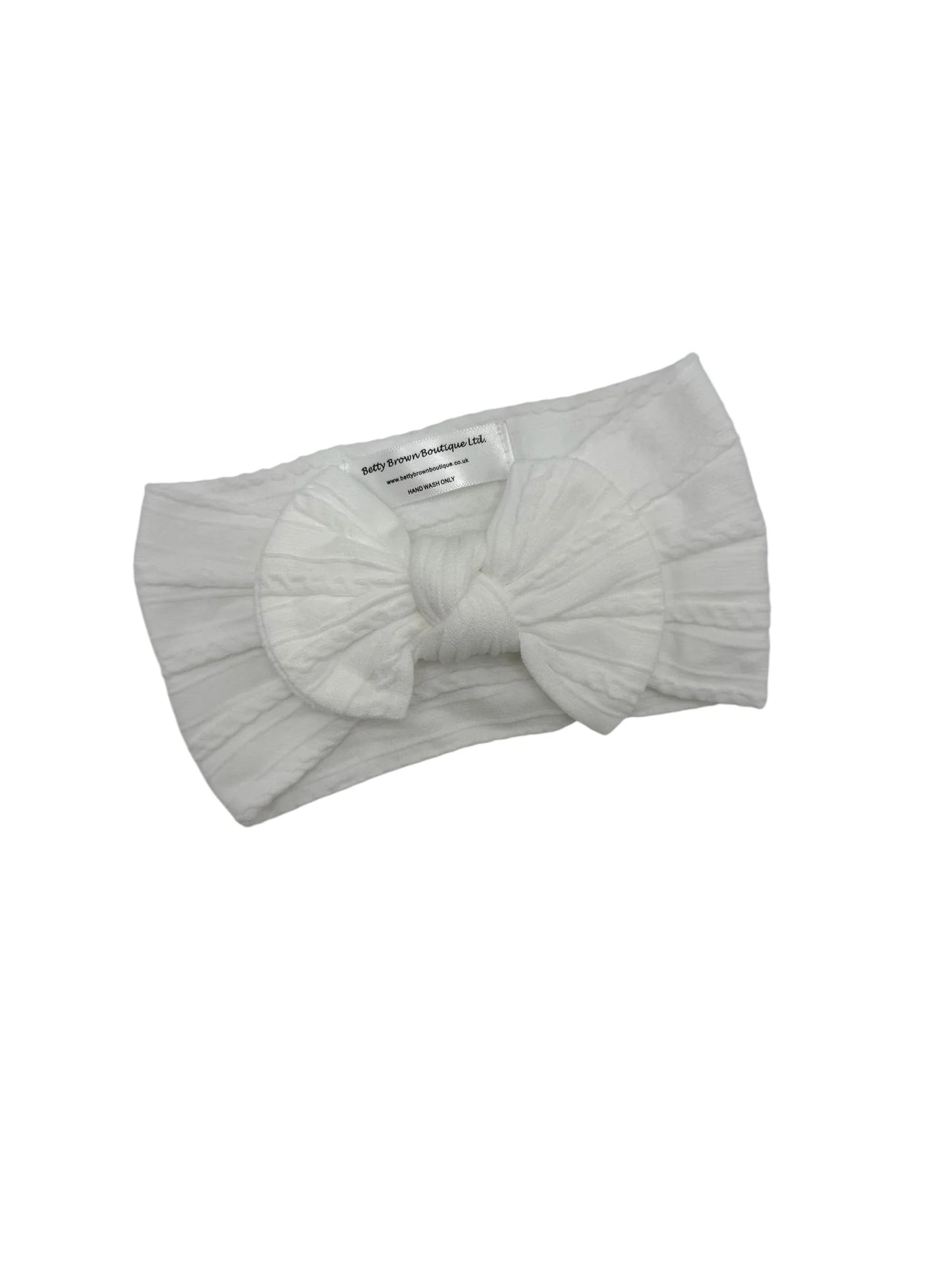 Off White Cable Knit Smaller Bow Headband