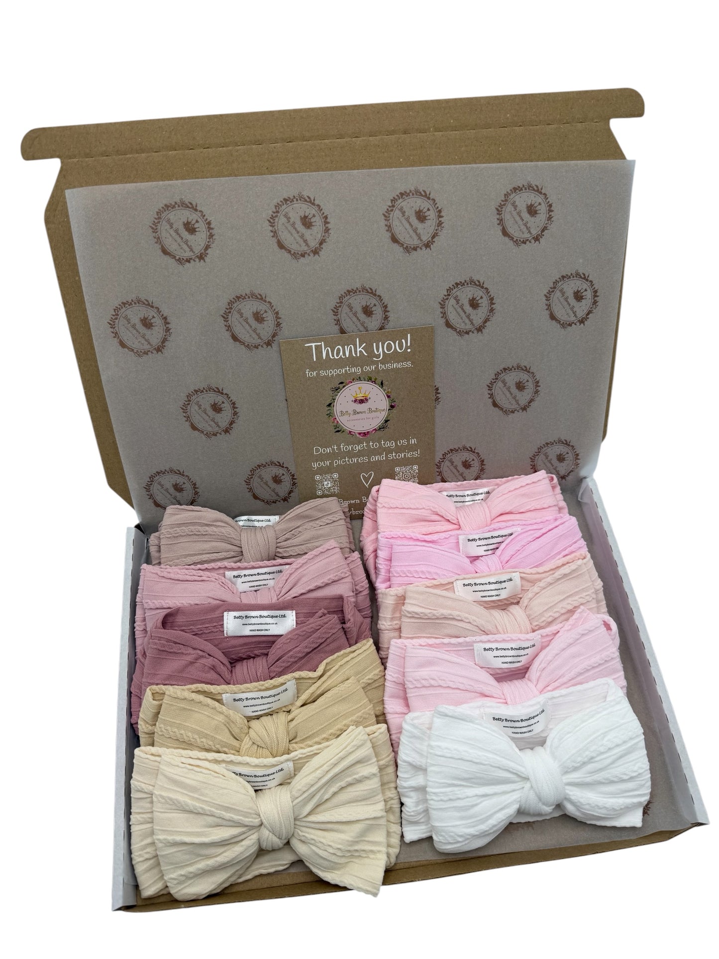 Bumper Starter Bundle Of 10 Larger Bow Cable Knit Headbands - Suitable From Newborn