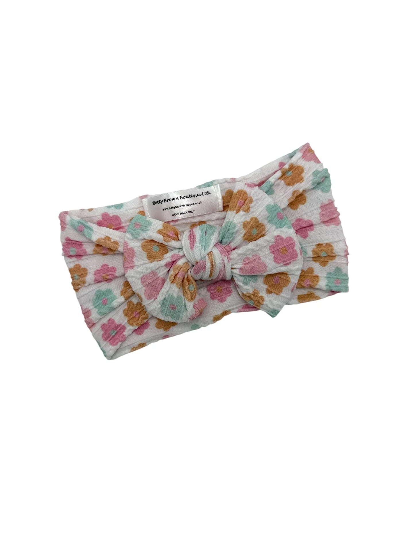 Summer Flowers Smaller Bow Cable Knit Headband