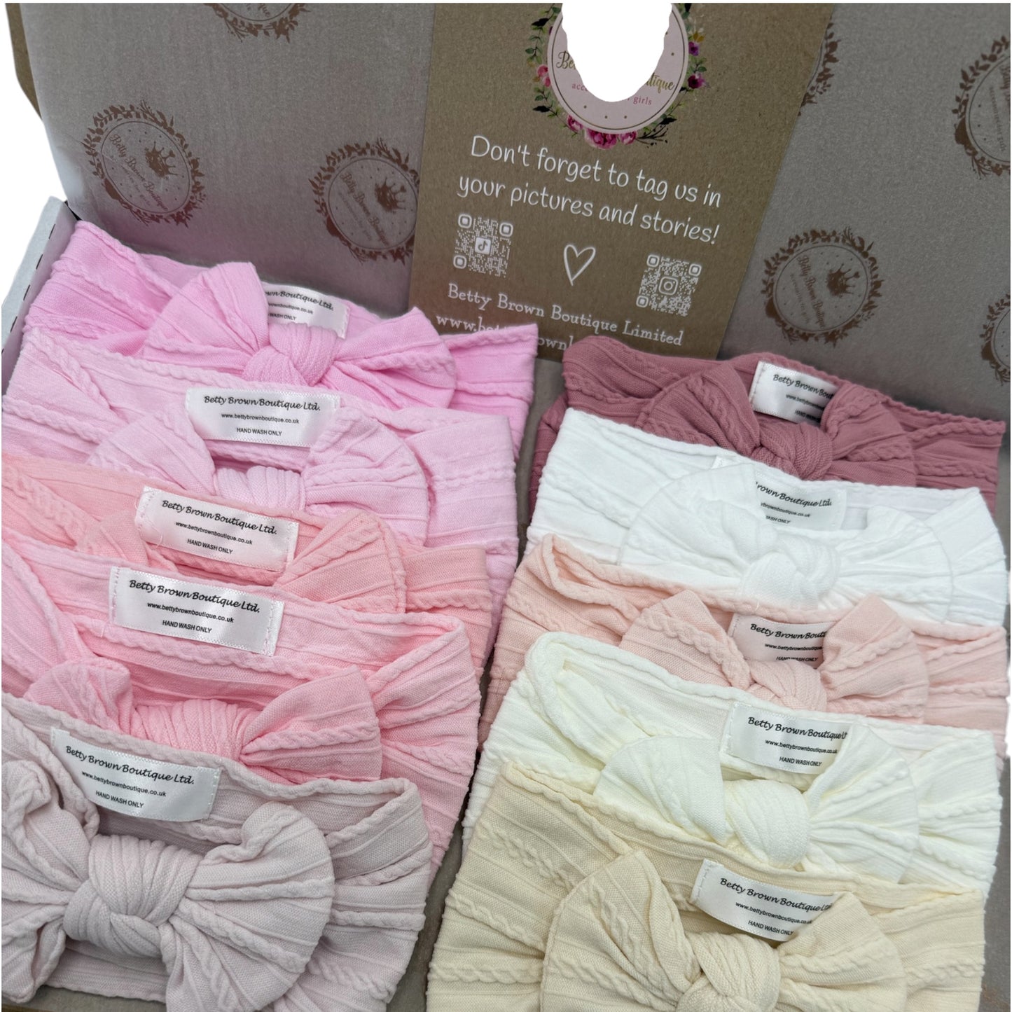 Bumper Starter Bundle Of 10 Smaller Bow Cable Knit Headbands - Suitable From Newborn