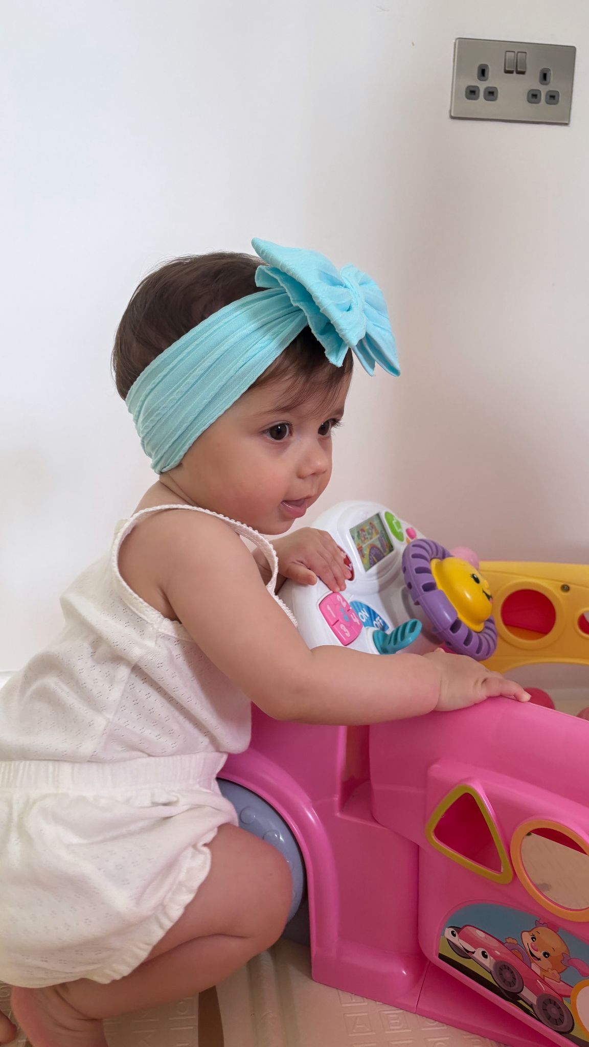 Light Blue Larger Bow Cable Knit Headband