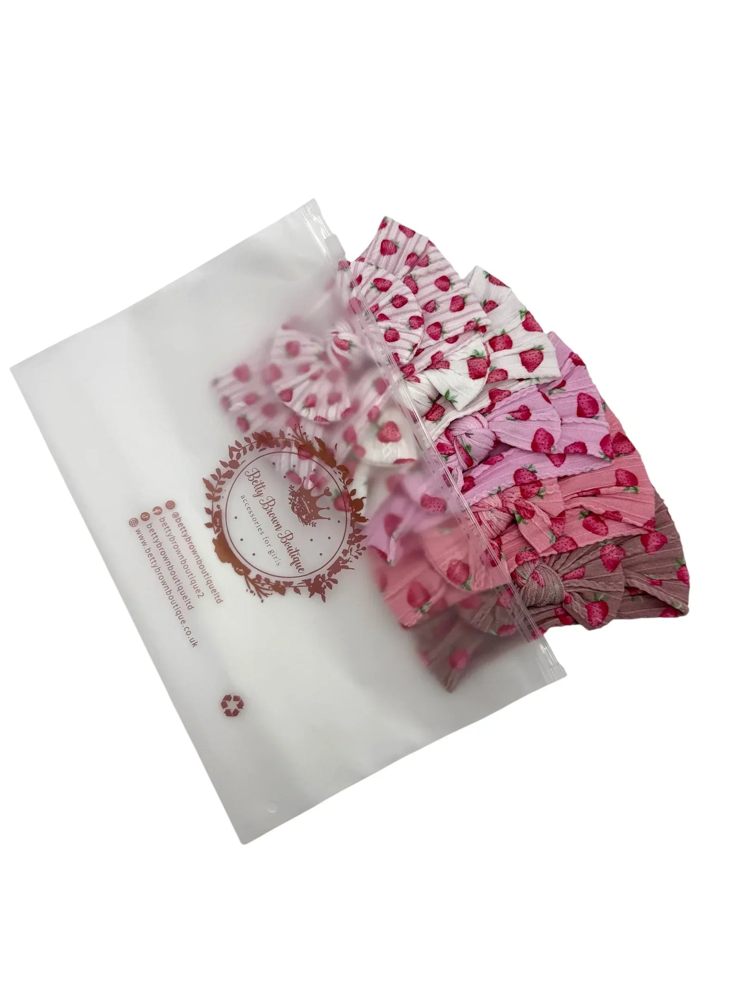 Strawberry Lovers Smaller Bow Cable Knit Headband Bundle Suitable From Newborn