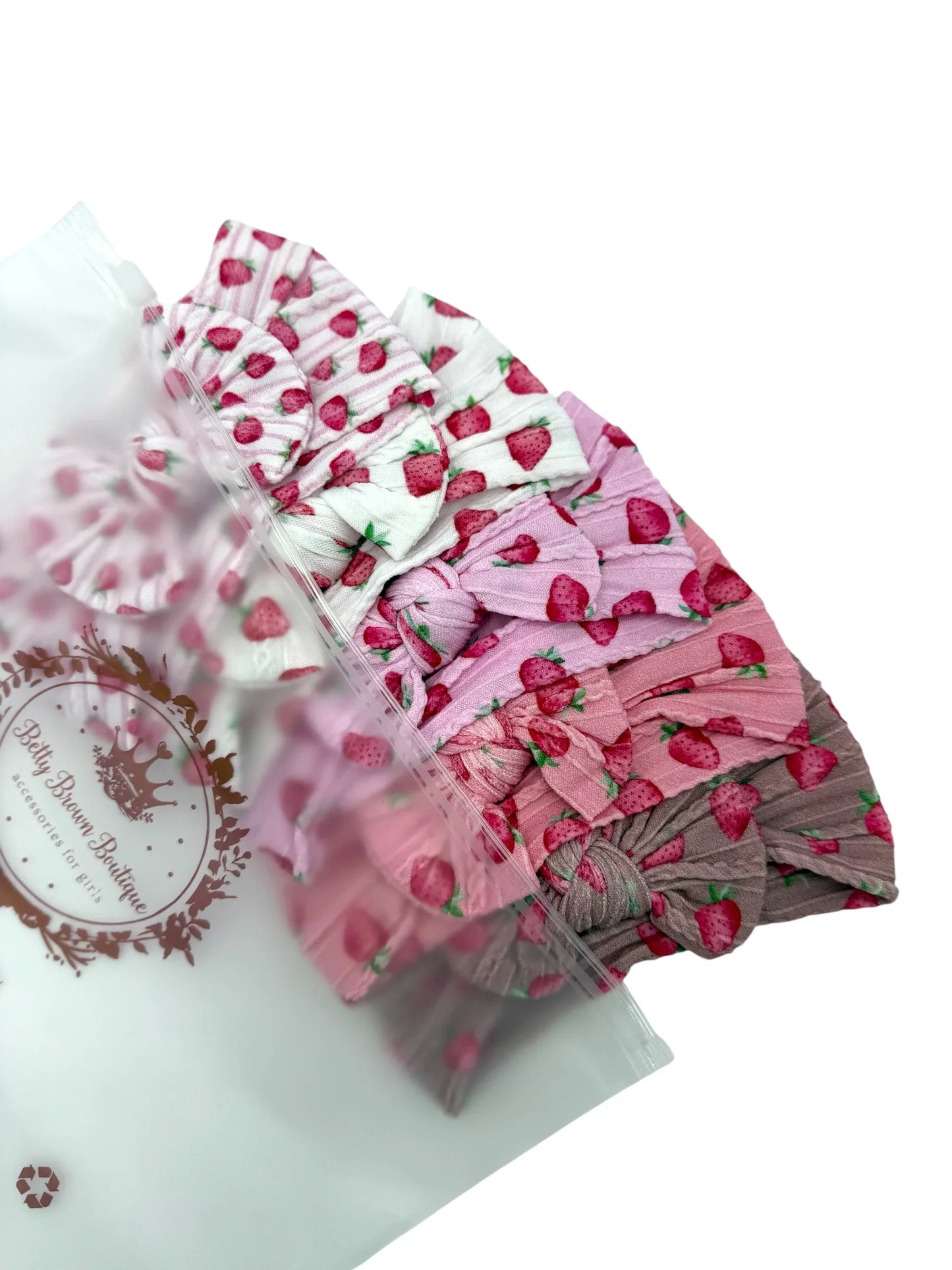 Strawberry Lovers Smaller Bow Cable Knit Headband Bundle