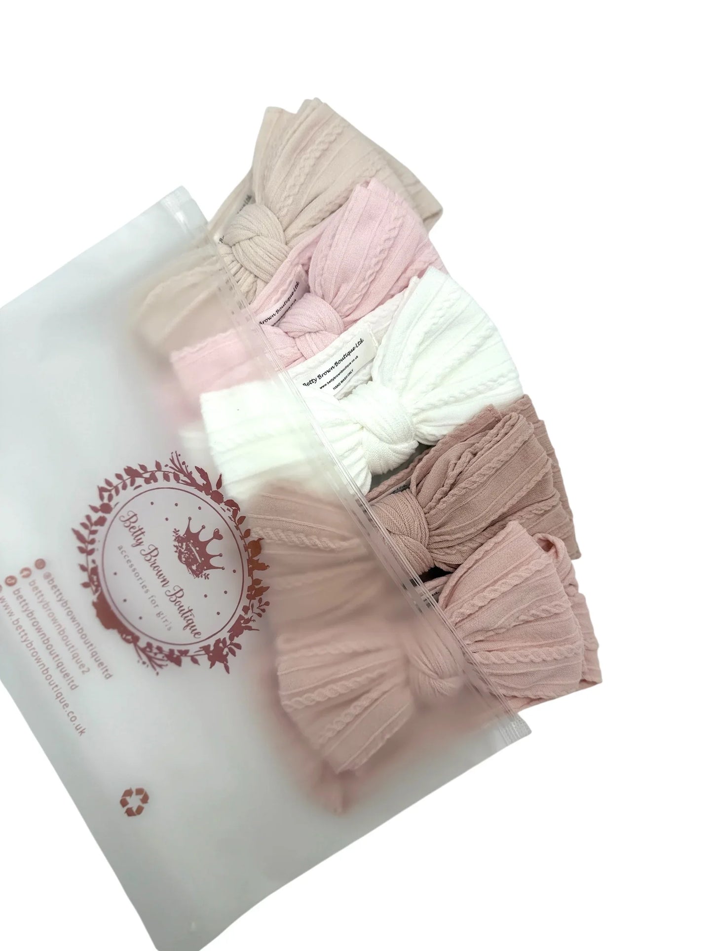 Newborn Favourites Bundle Of Larger Bow Cable Knit Headbands (Suitable From Newborn)