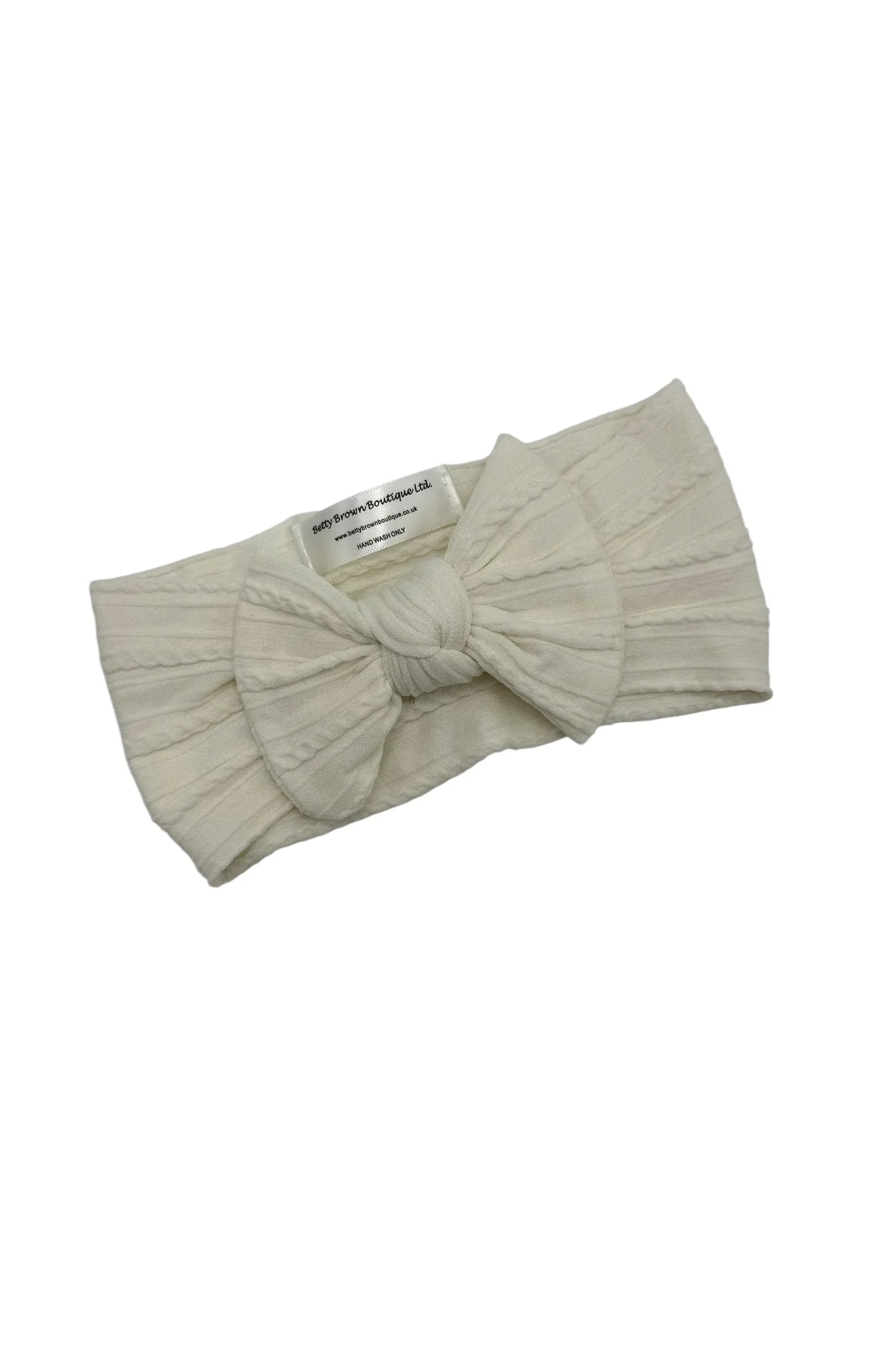 True Ivory Smaller Bow Cable Knit Headband