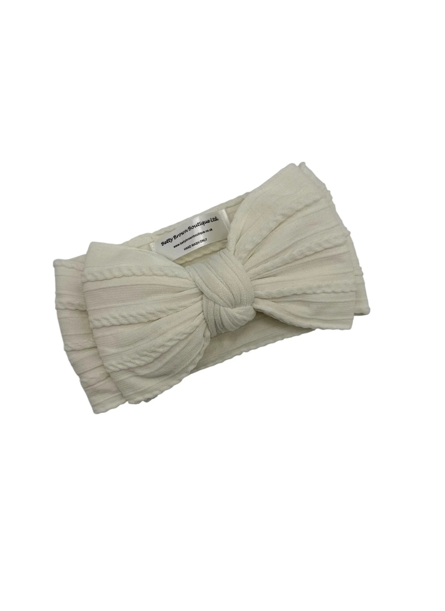 True Ivory Larger Bow Cable Knit Headband