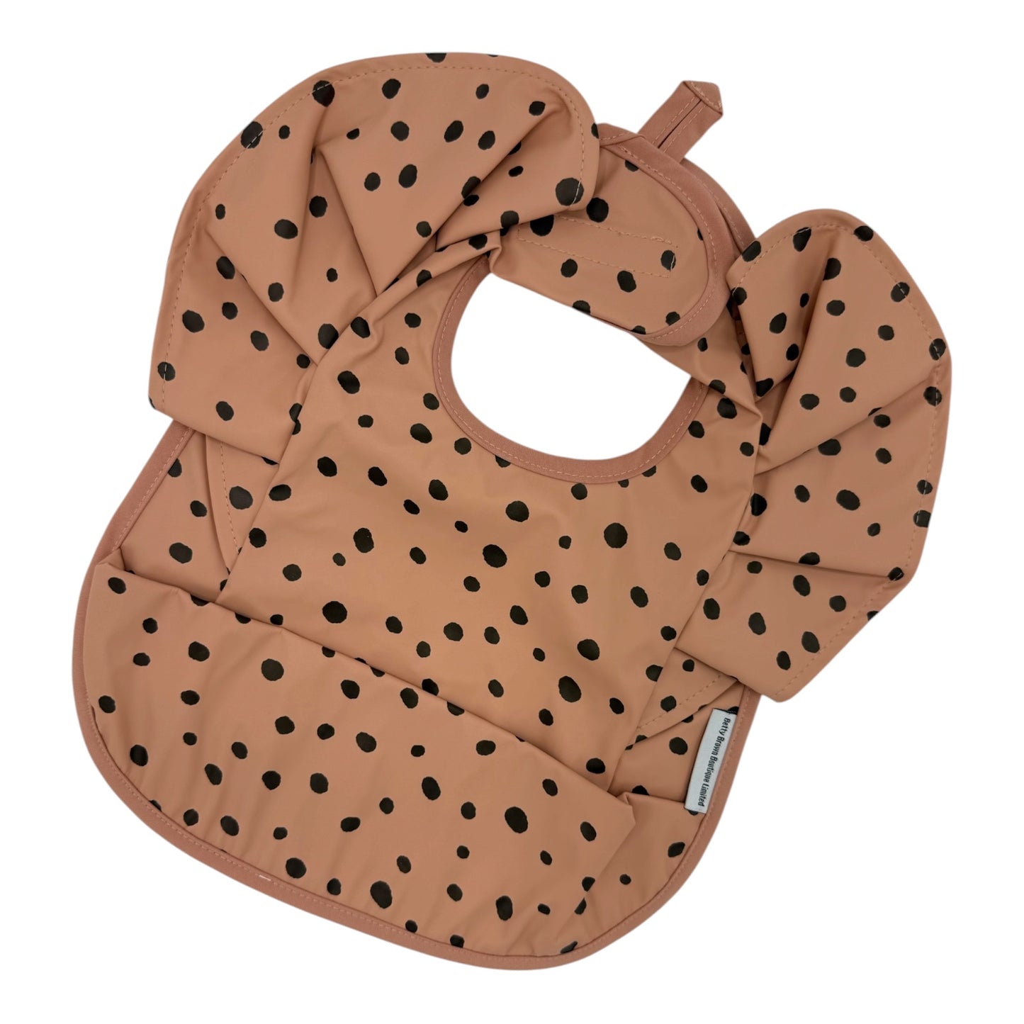 Salmon Dalmatian Pattern Frill Detailed Waterproof Weaning Bib