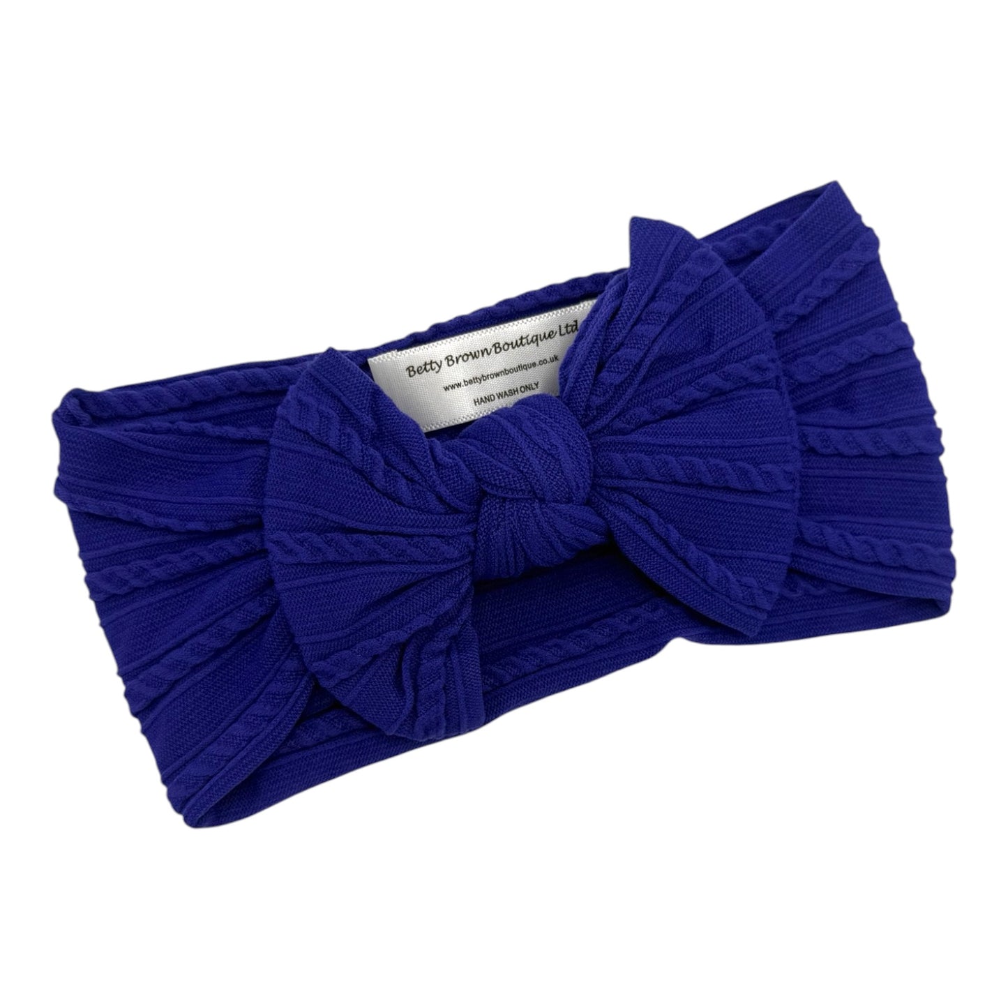 Royal Blue Smaller Bow Cable Knit Headband